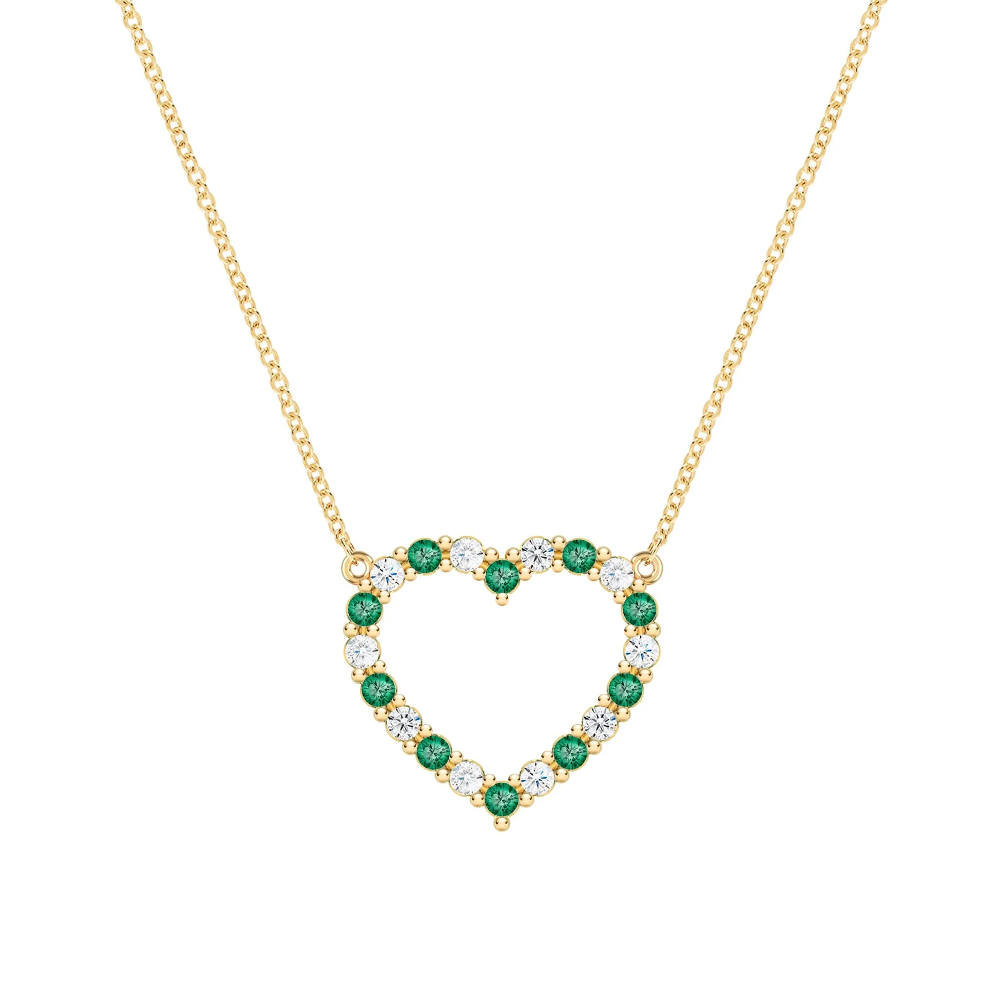 Rosecliff Heart Diamond & Emerald Necklace in 14k Gold (May)
