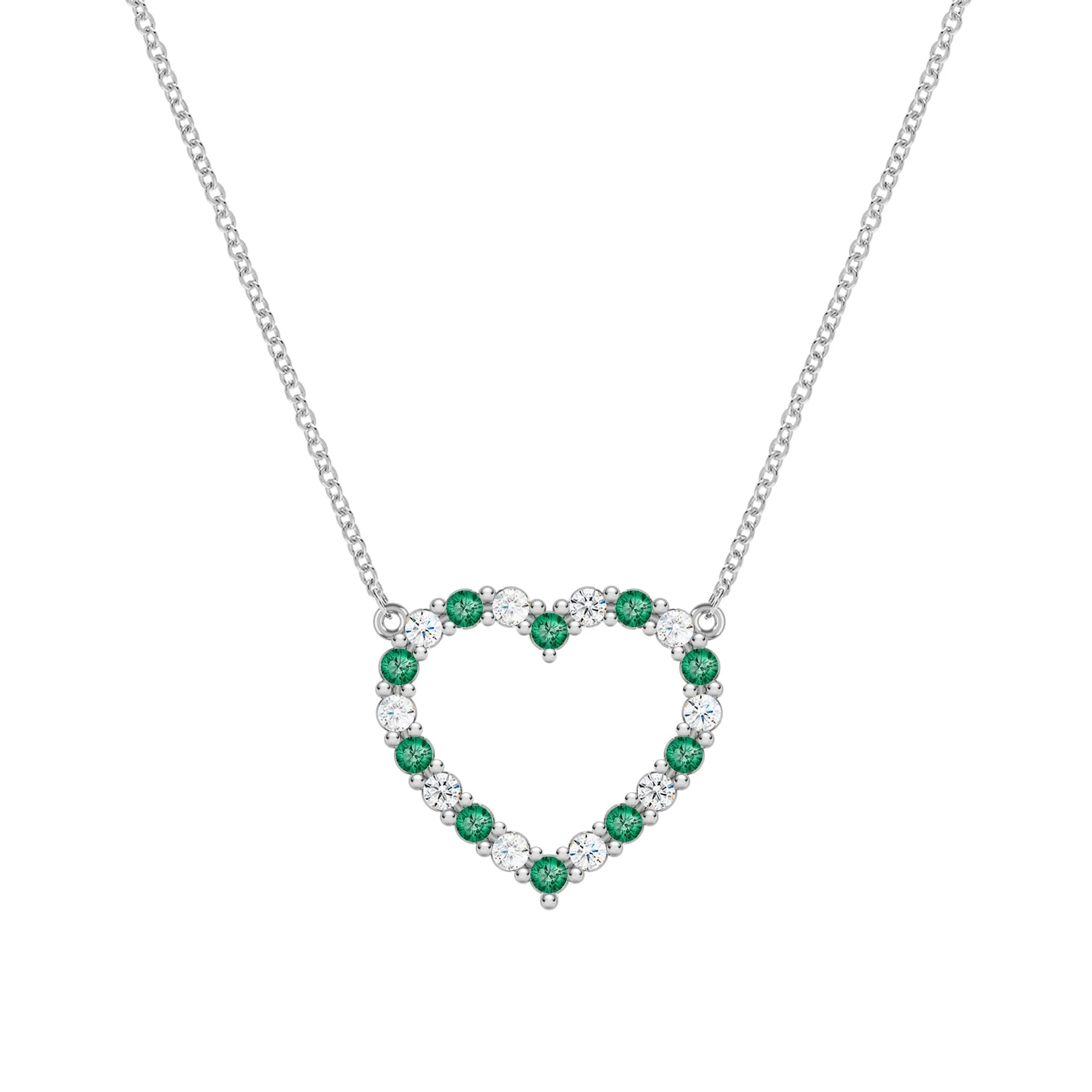 Rosecliff Heart Diamond & Emerald Necklace in 14k Gold (May) - Image 8
