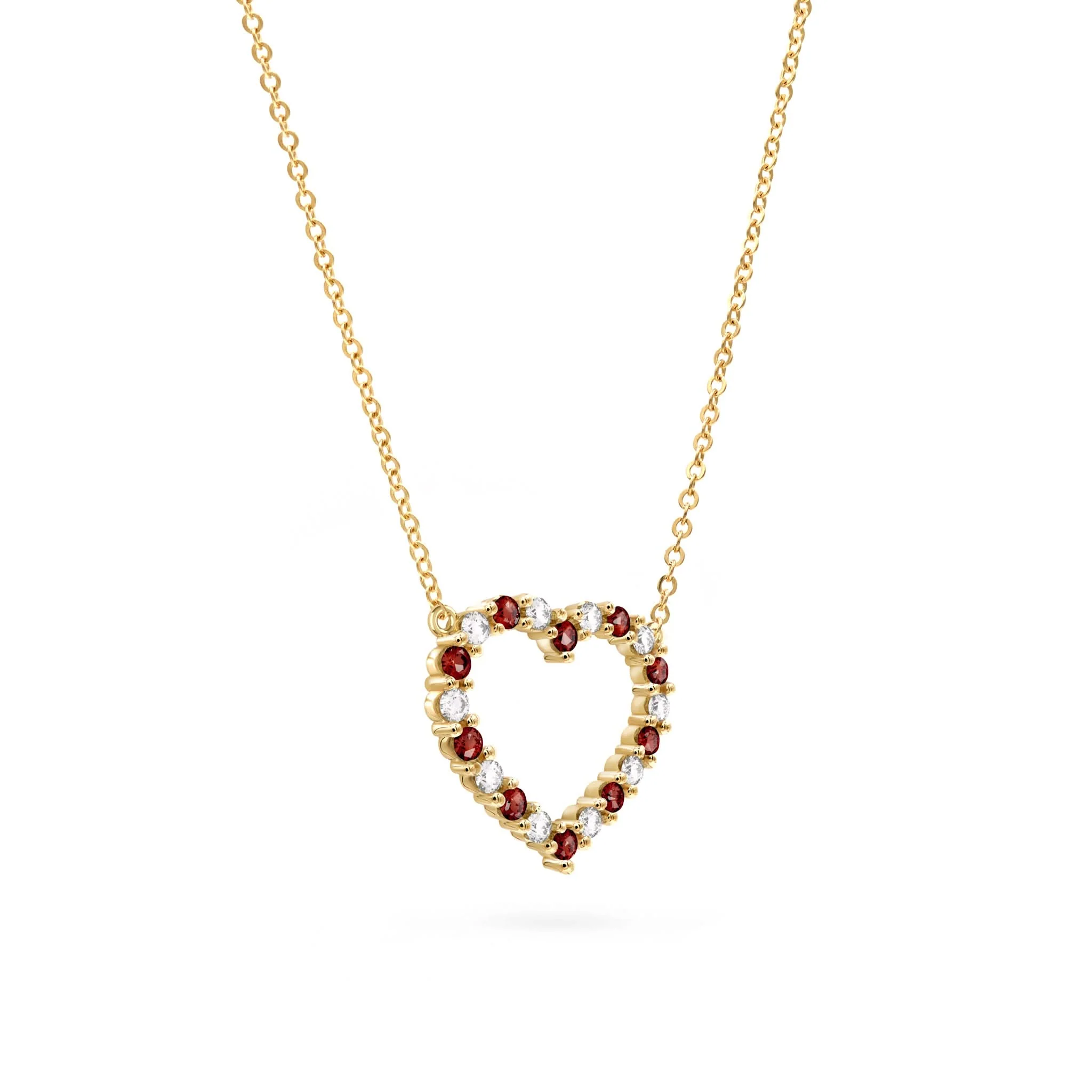 Rosecliff Heart Diamond & Garnet Necklace in 14k Gold (January) - Image 4
