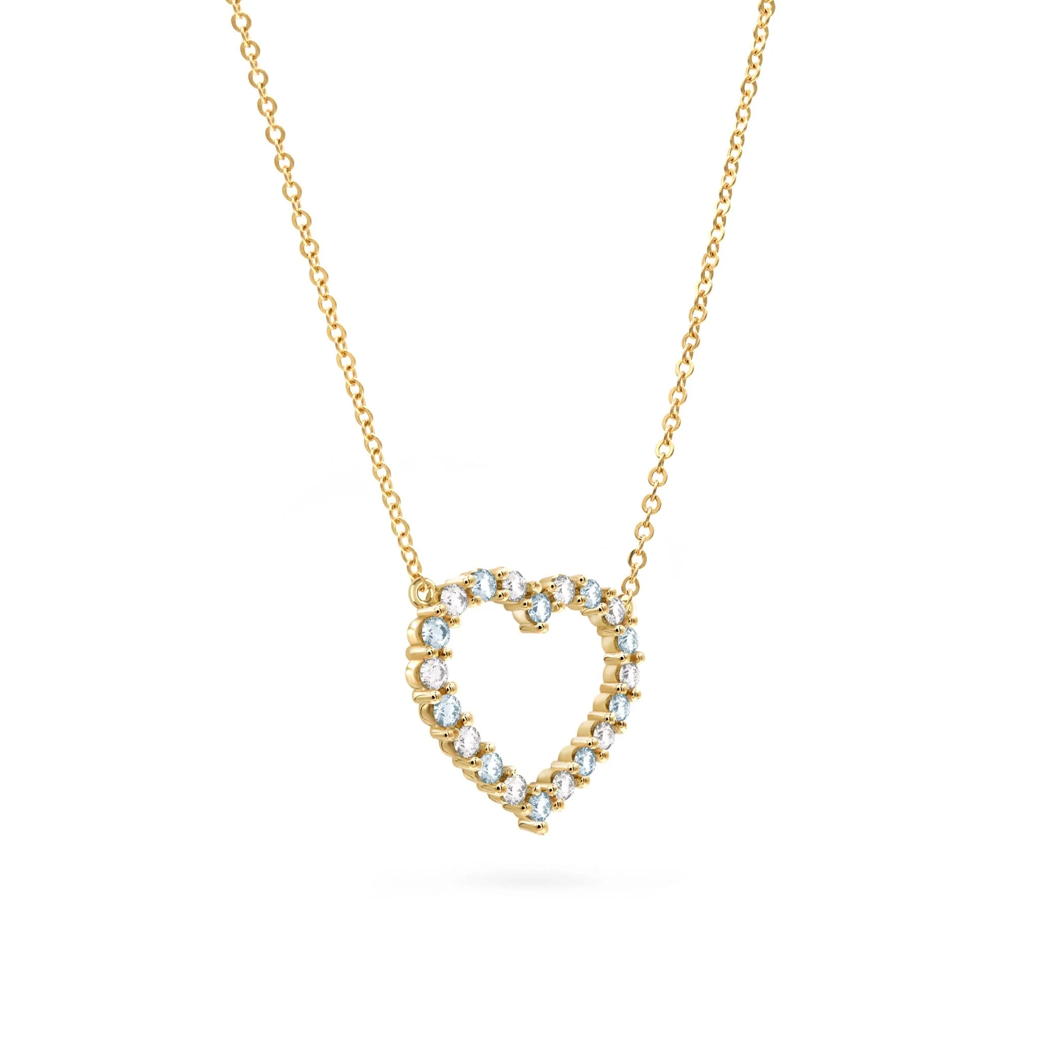 Rosecliff Heart Diamond & Nantucket Blue Topaz Necklace in 14k Gold (December) - Image 4