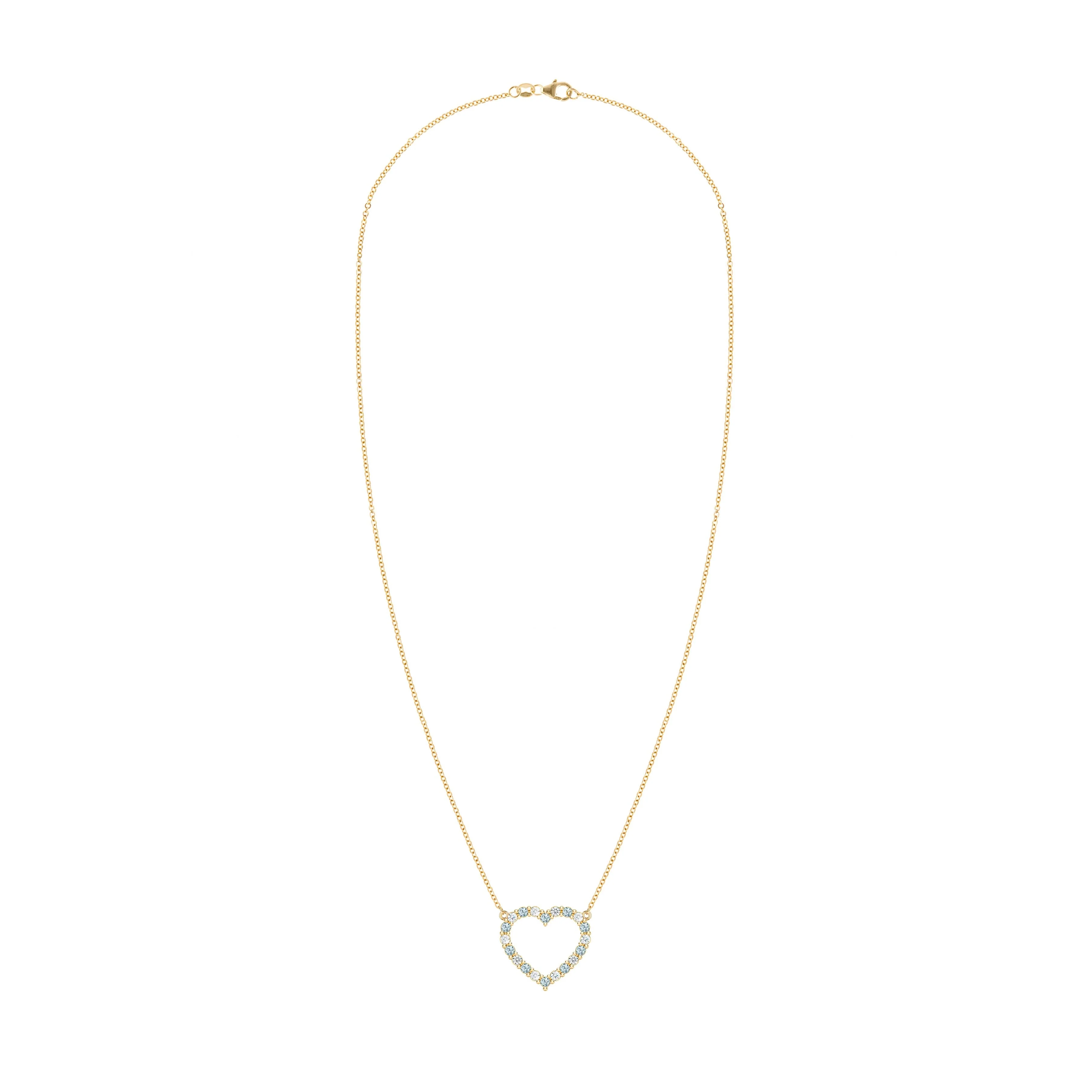 Rosecliff Heart Diamond & Nantucket Blue Topaz Necklace in 14k Gold (December) - Image 5