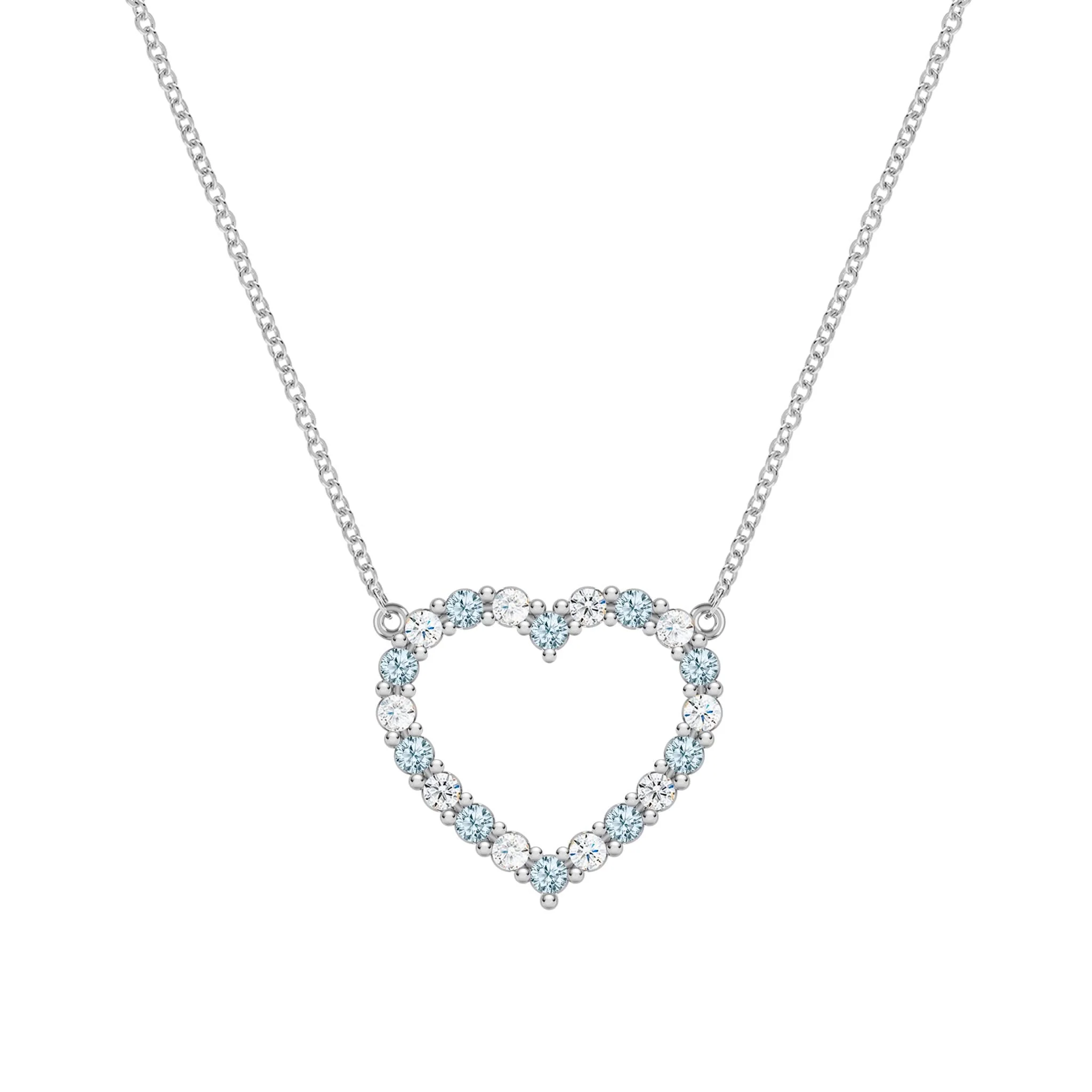 Rosecliff Heart Diamond & Nantucket Blue Topaz Necklace in 14k Gold (December) - Image 8