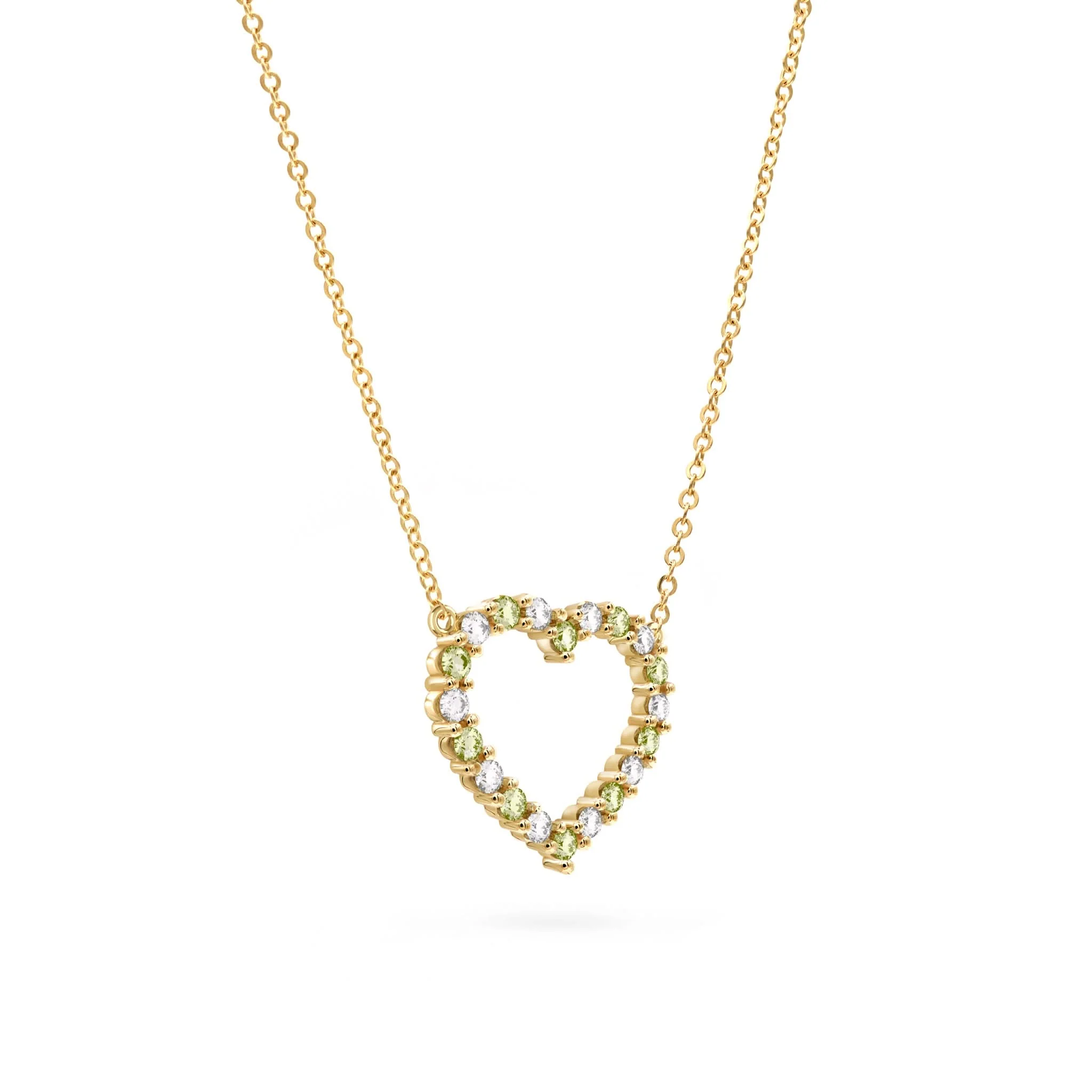 Rosecliff Heart Diamond & Peridot Necklace in 14k Gold (August) - Image 4