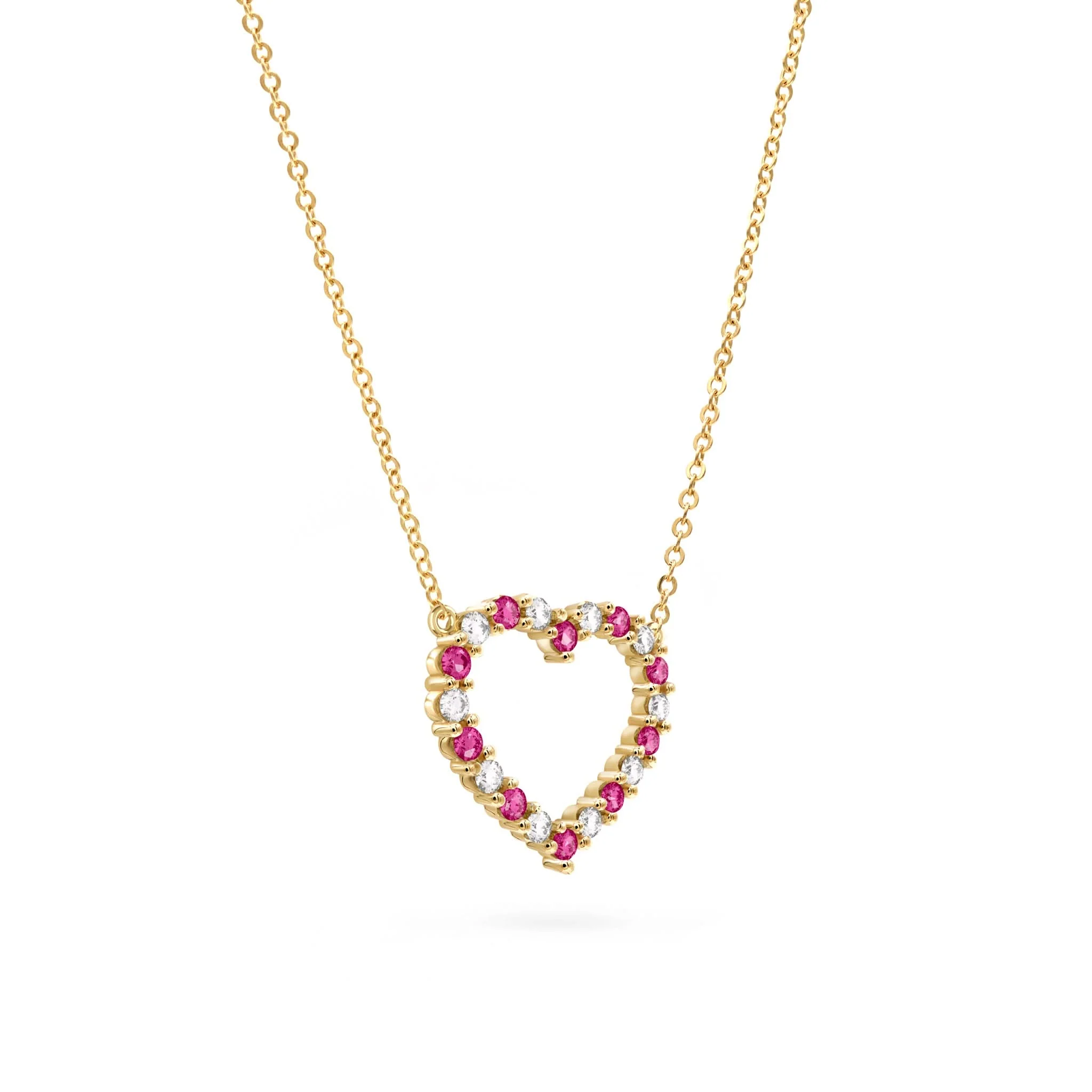Rosecliff Heart Diamond & Ruby Necklace in 14k Gold (July) - Image 4