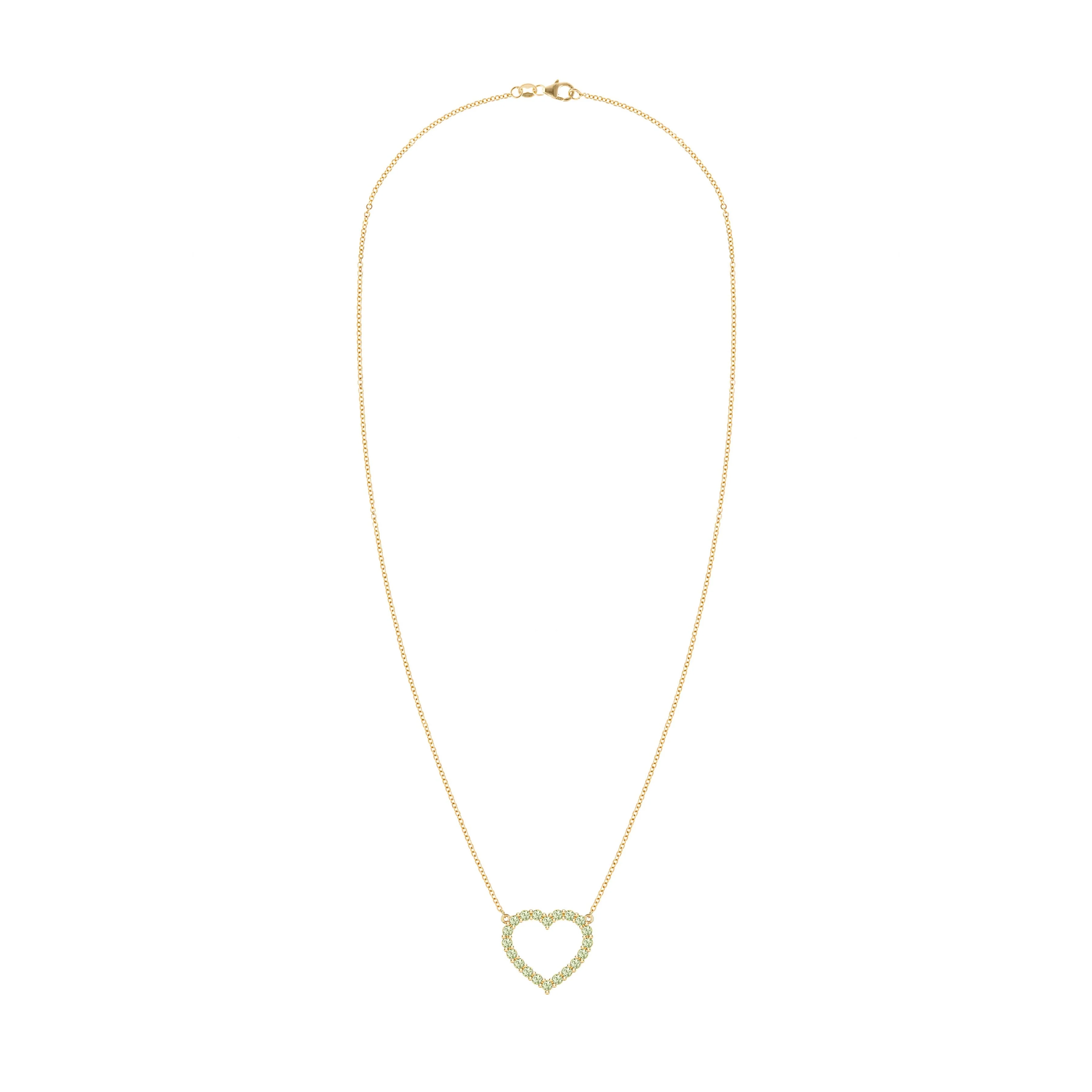 Rosecliff Heart Peridot Necklace in 14k Gold (August) - Image 5