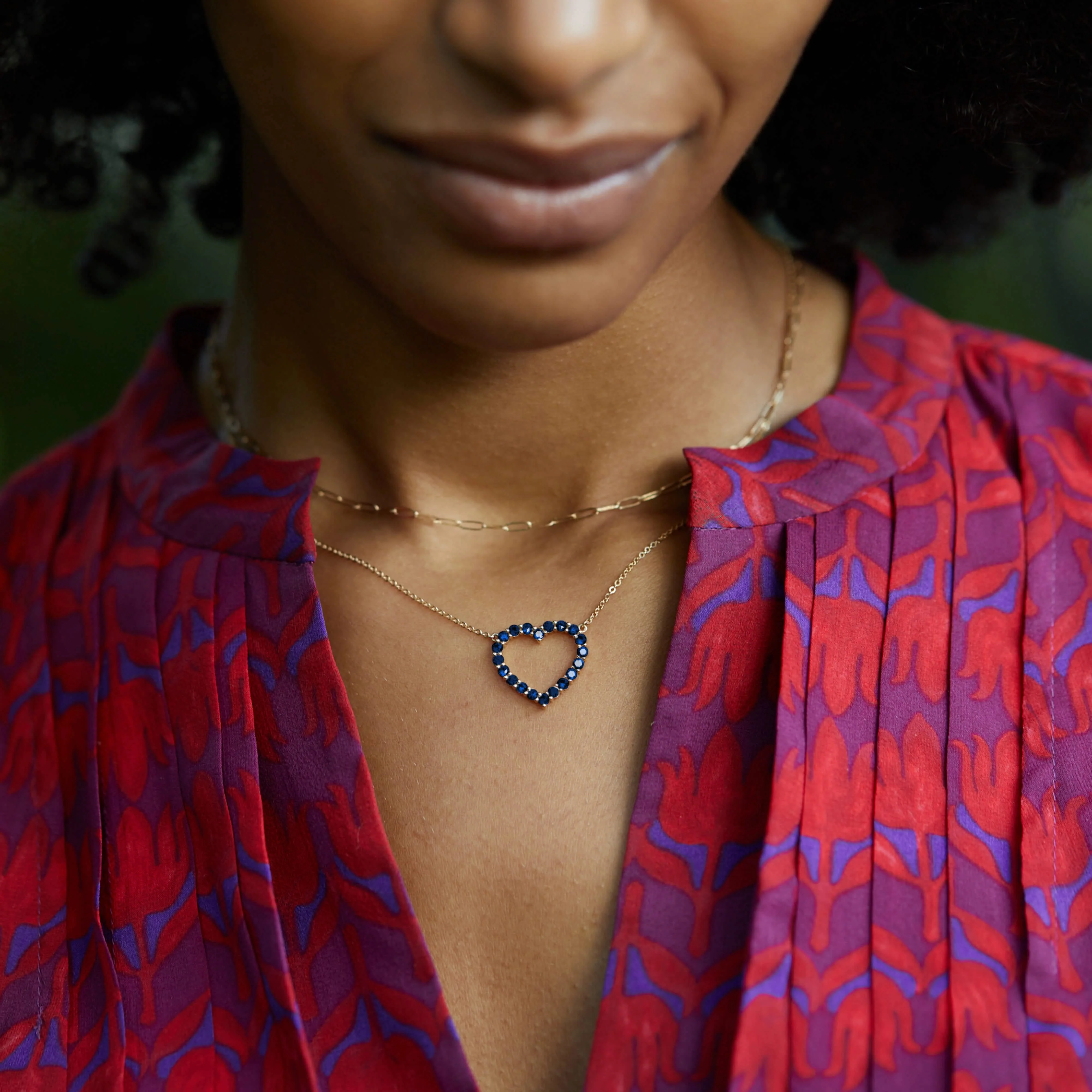 Rosecliff Heart Sapphire Necklace in 14k Gold (September) - Image 3