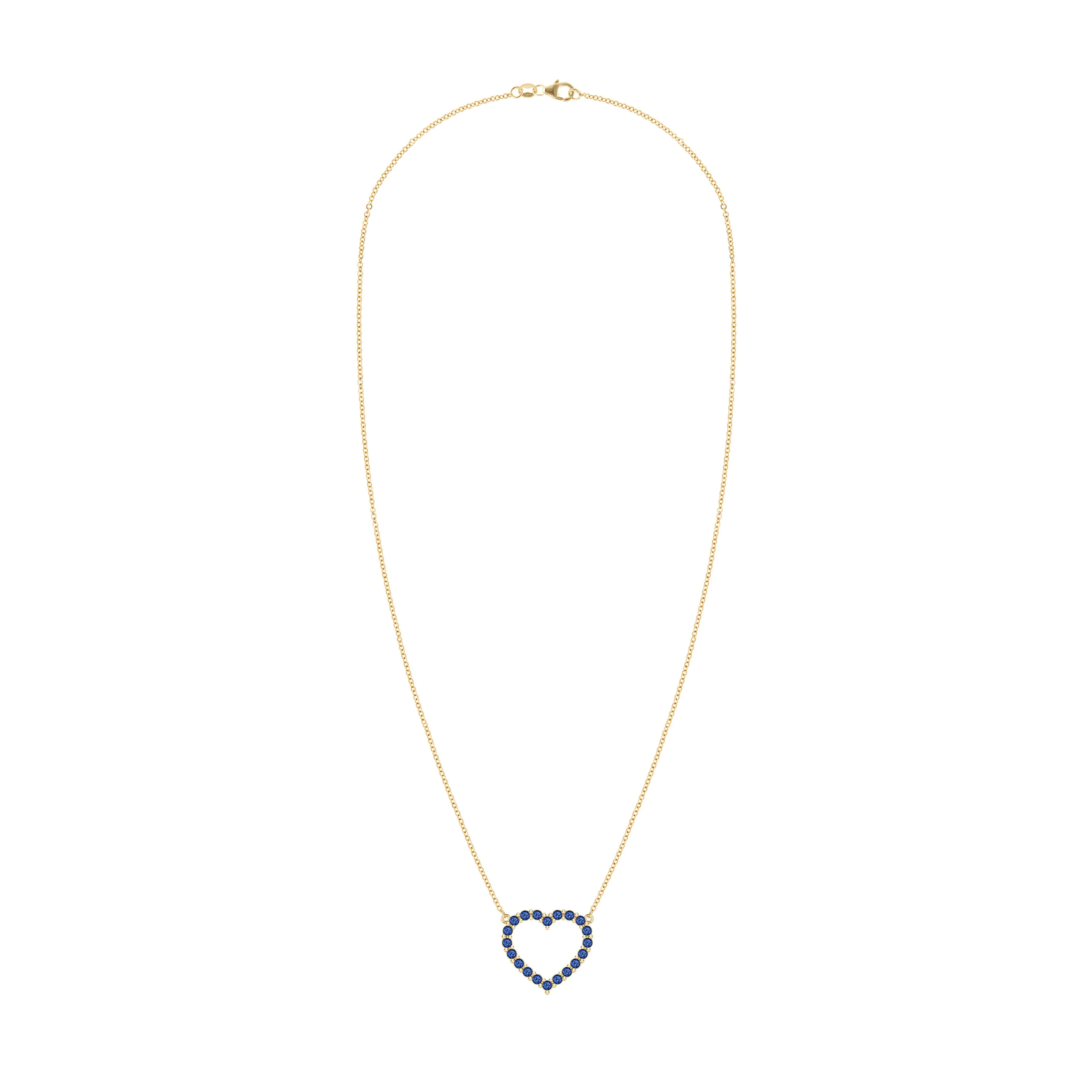 Rosecliff Heart Sapphire Necklace in 14k Gold (September) - Image 5