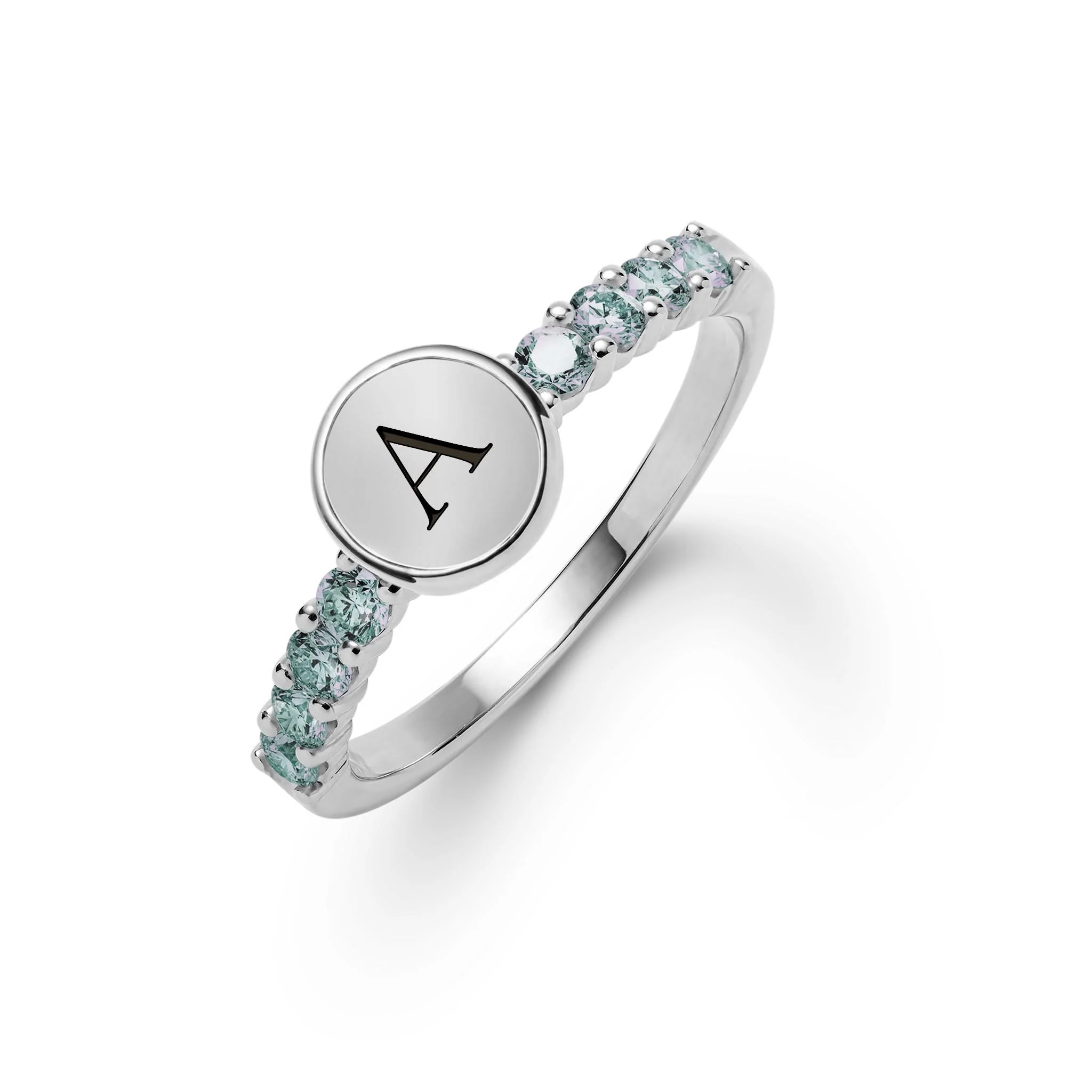 Rosecliff Letter Alexandrite Ring in 14k Gold (June) - Image 7