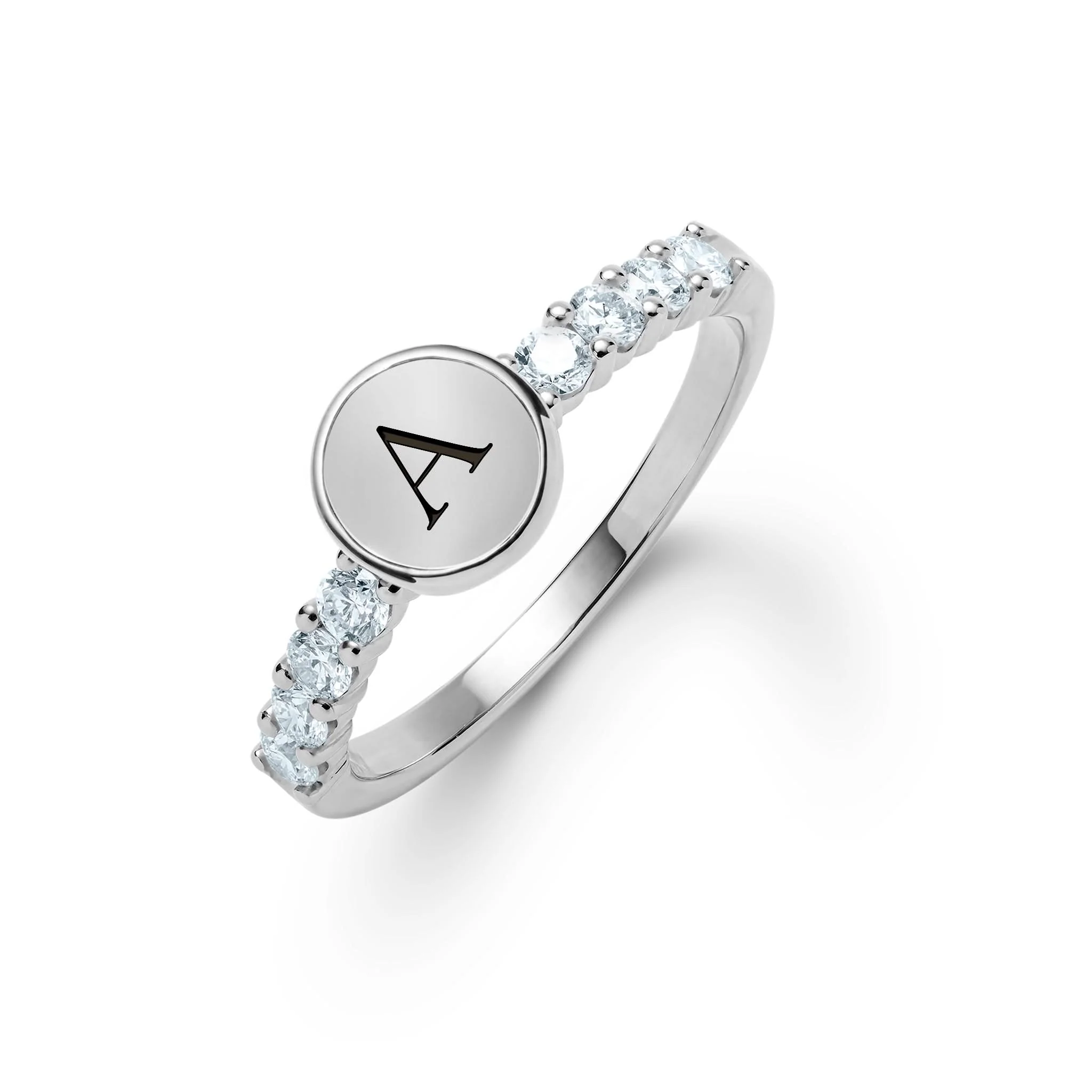 Rosecliff Letter Aquamarine Ring in 14k Gold (March) - Image 7