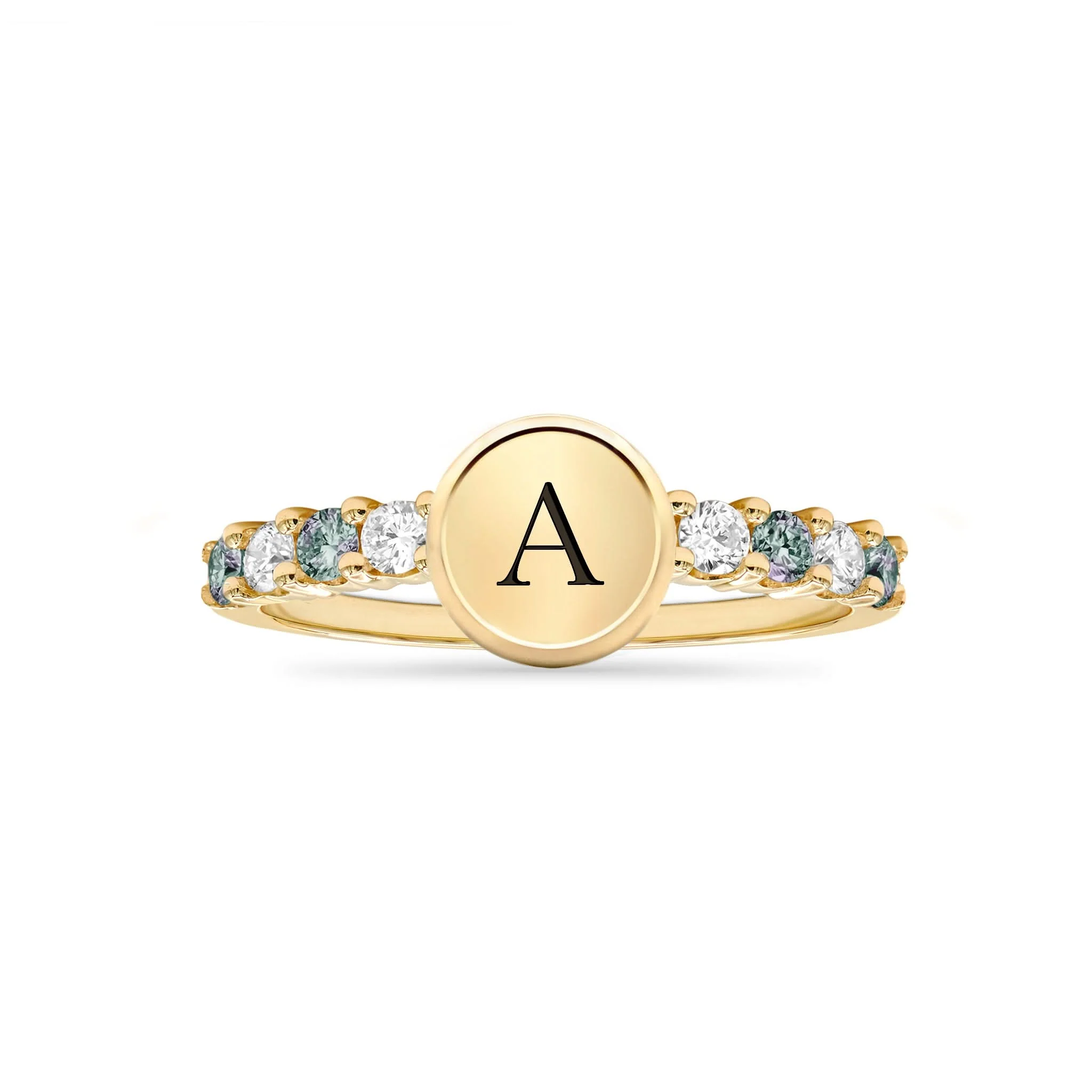 Rosecliff Letter Diamond & Alexandrite Ring in 14k Gold (June) - Image 5