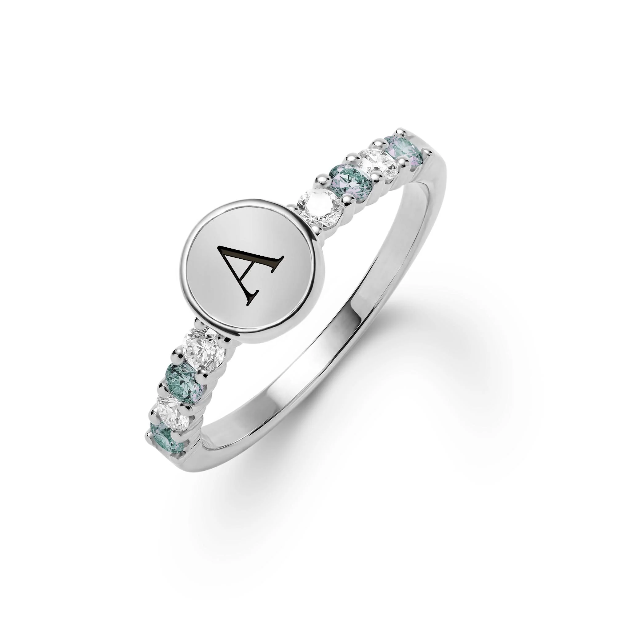 Rosecliff Letter Diamond & Alexandrite Ring in 14k Gold (June) - Image 7
