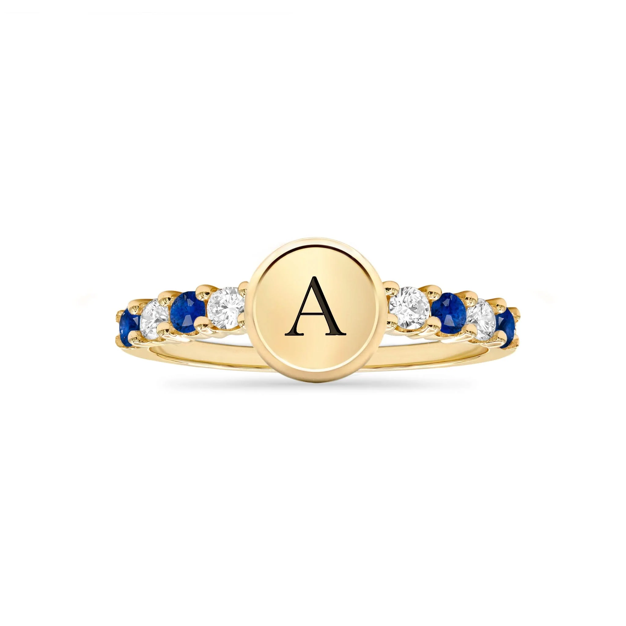 Rosecliff Letter Diamond & Sapphire Ring in 14k Gold (September) - Image 5