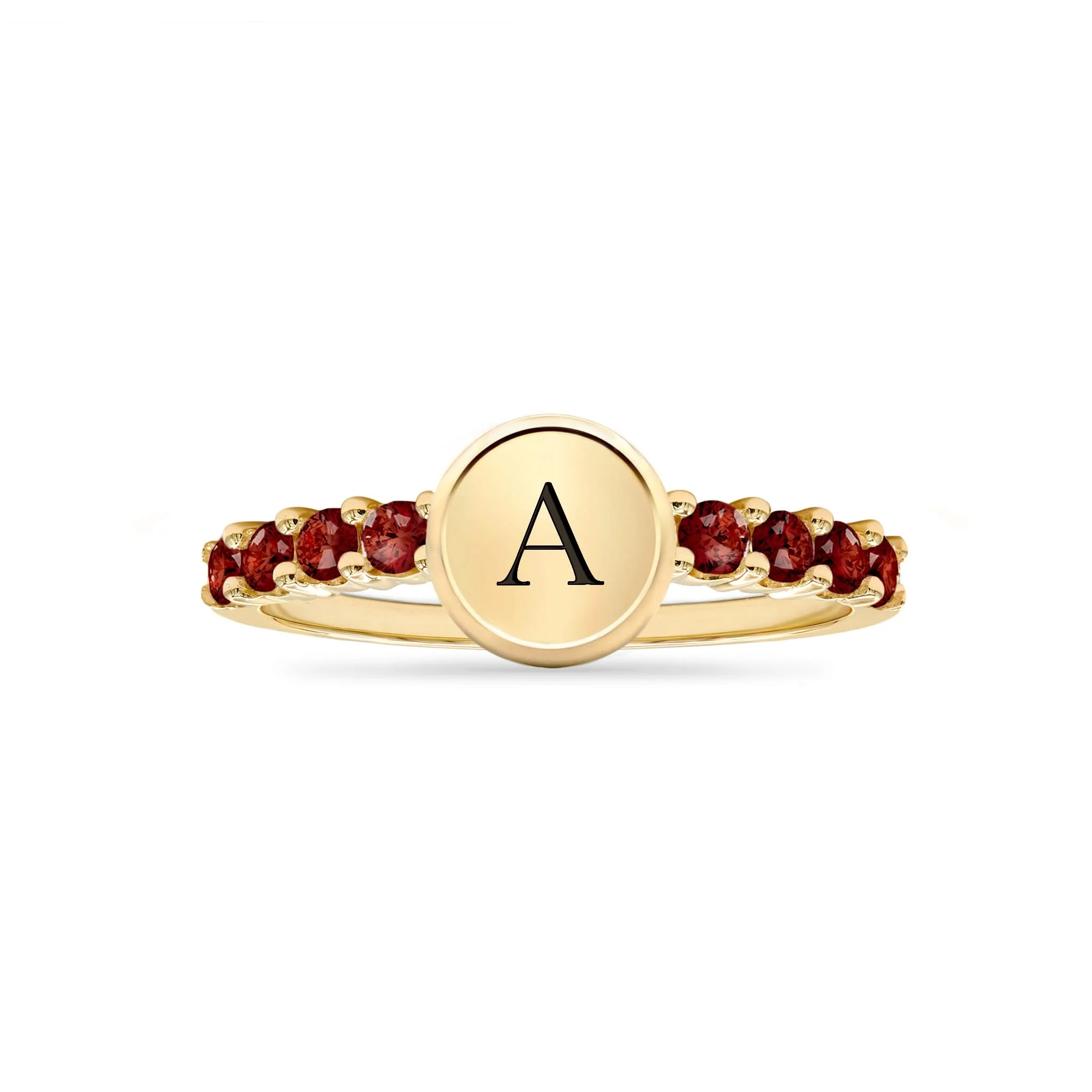 Rosecliff Letter Garnet Ring in 14k Gold (January) - Image 5