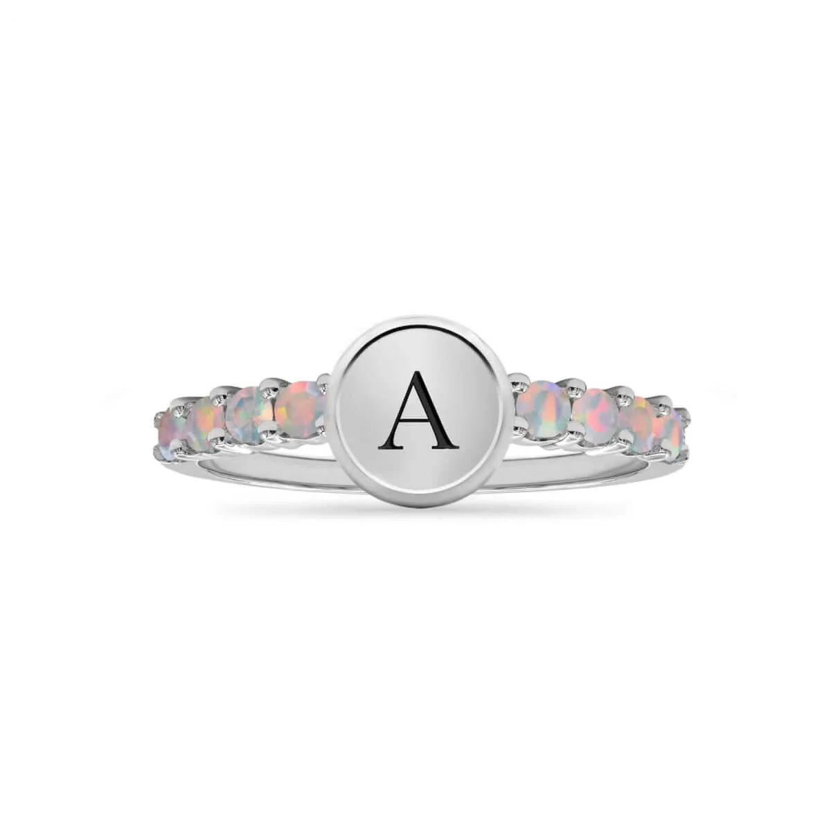 Rosecliff Letter Opal Ring in 14k Gold (October) - Image 7