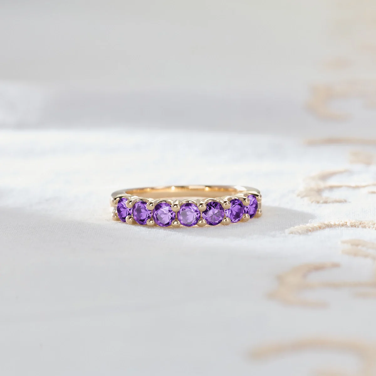 Rosecliff Luxe Amethyst Stackable Ring in 14k Gold (February - Image 6