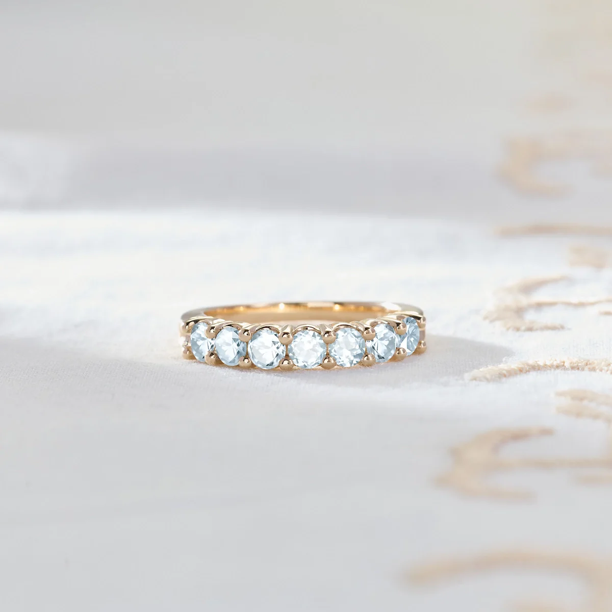 Rosecliff Luxe Aquamarine Stackable Ring in 14k Gold (March) - Image 6