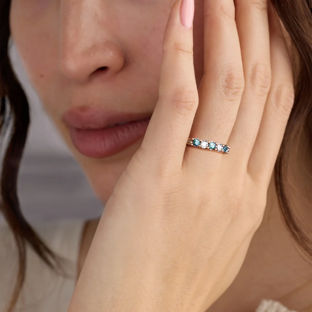 Rosecliff Luxe Diamond & Alexandrite Stackable Ring in 14k Gold (June) - Image 3