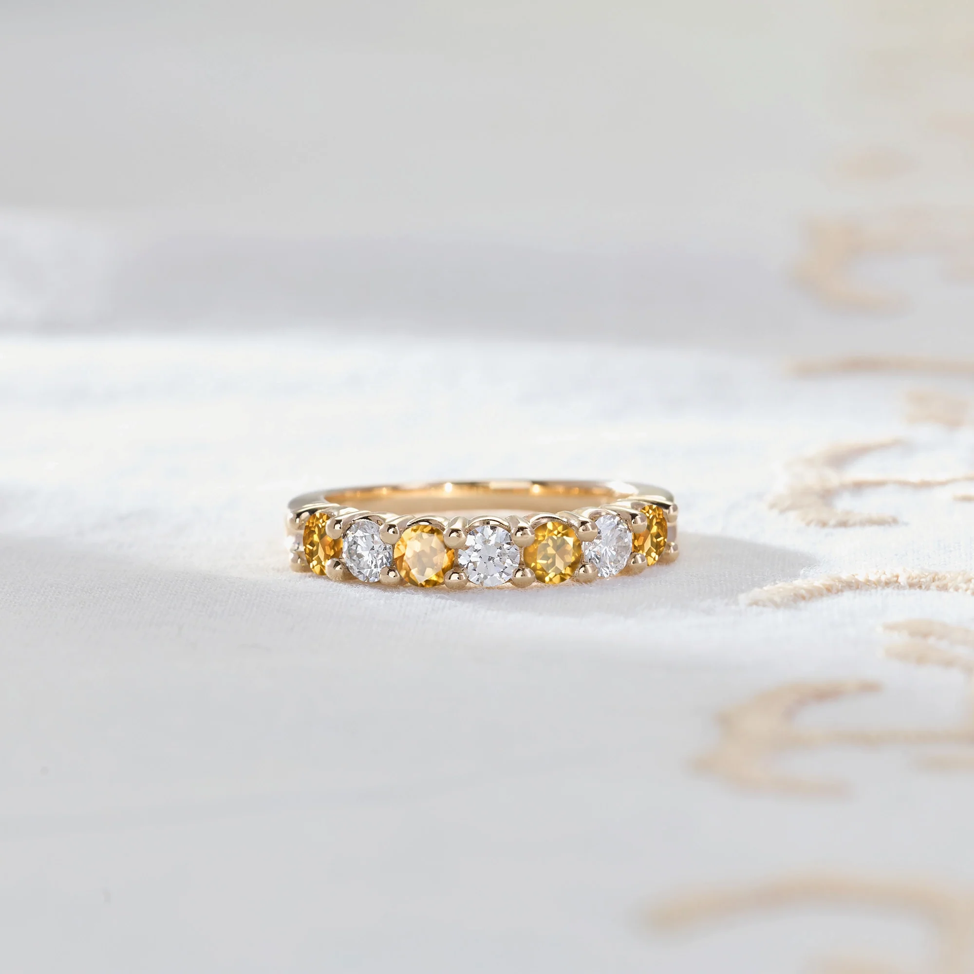 Rosecliff Luxe Diamond & Citrine Stackable Ring in 14k Gold (November) - Image 6