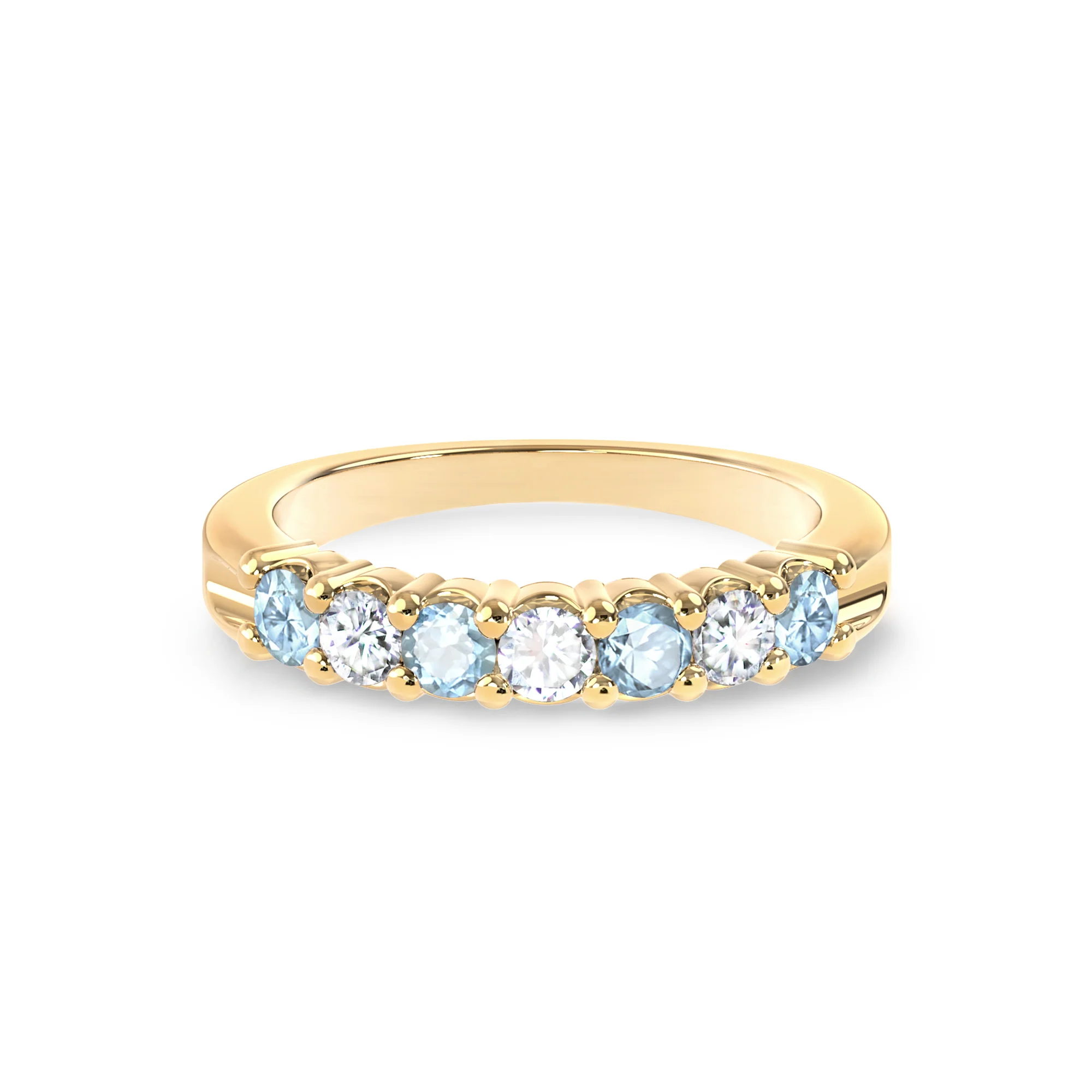 Rosecliff Luxe Diamond & Nantucket Blue Topaz Stackable Ring in 14k Gold (December) - Image 5