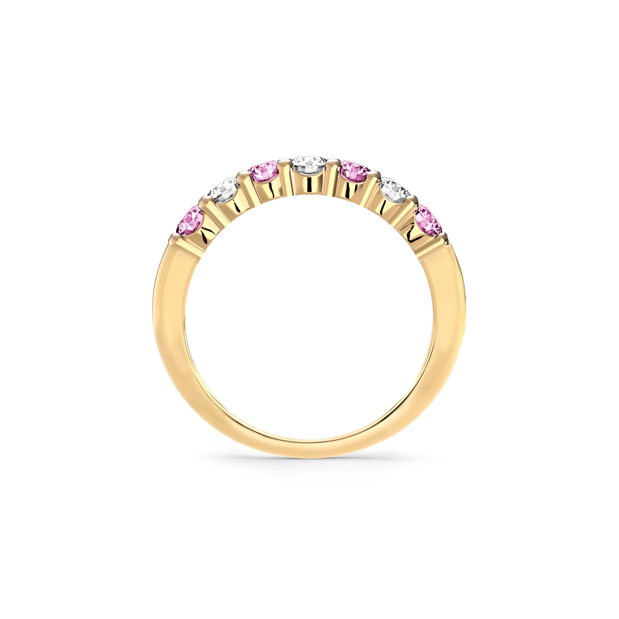 Rosecliff Luxe Diamond & Pink Sapphire Stackable Ring in 14k Gold (October) - Image 4