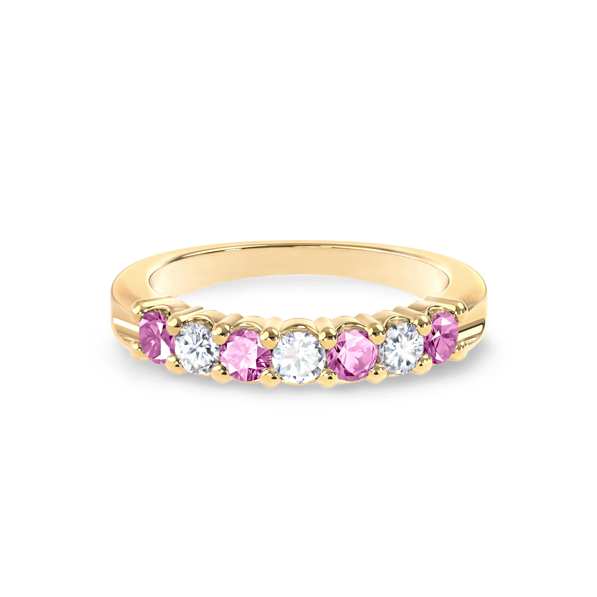 Rosecliff Luxe Diamond & Pink Sapphire Stackable Ring in 14k Gold (October) - Image 5