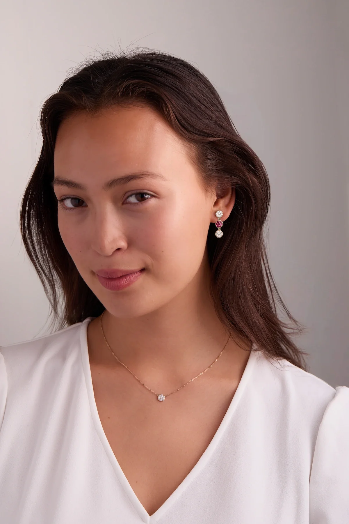 Rosecliff Diamond & Ruby Drop Earrings in 14k Gold (July) - Image 2