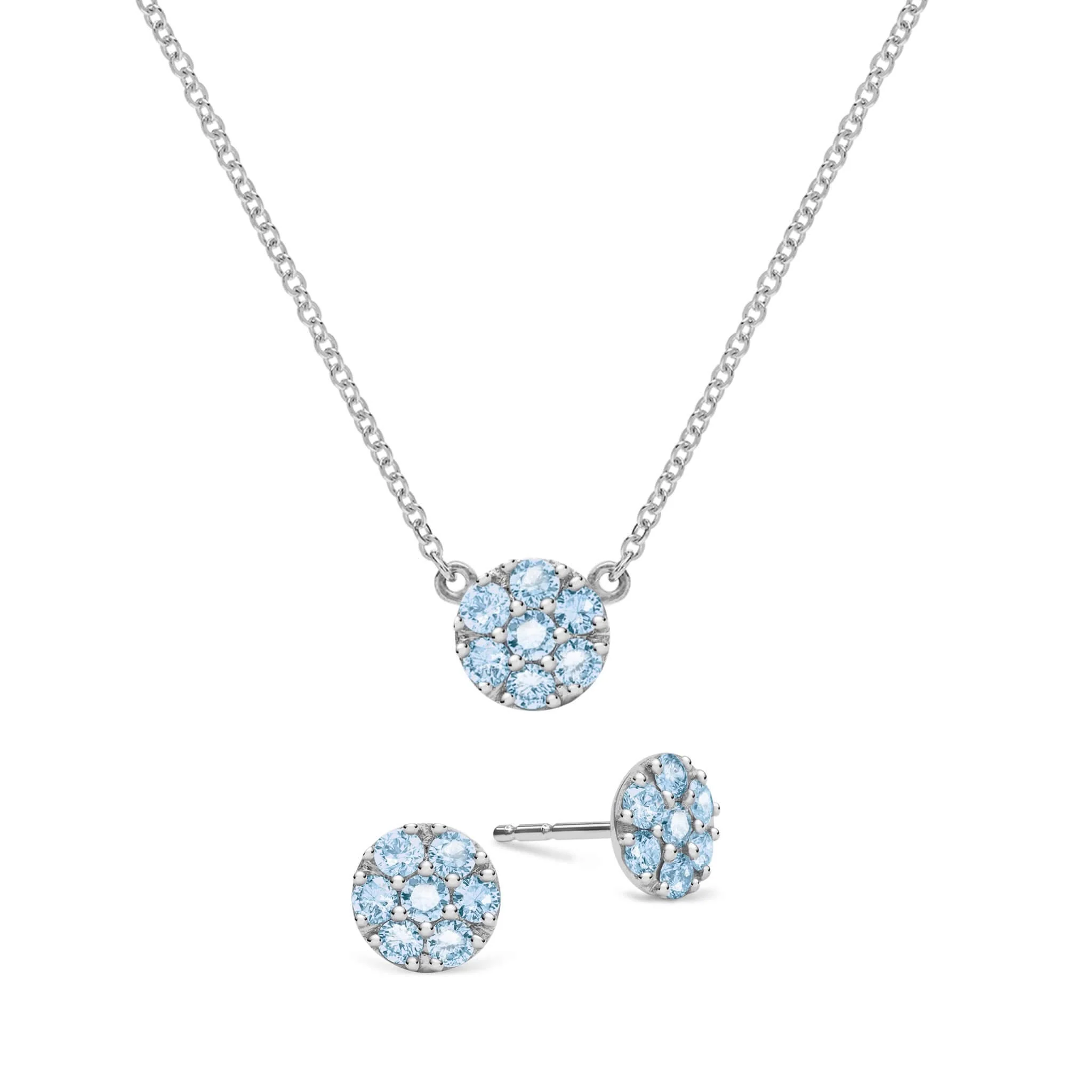 Rosecliff Nantucket Blue Topaz Mini Necklace and Stud Earrings Set in 14k Gold (December) - Image 8