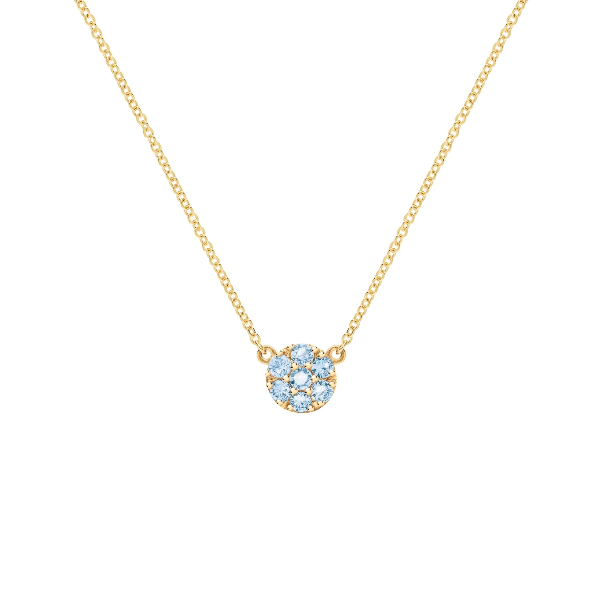 Rosecliff Nantucket Blue Topaz Mini Necklace in Solid 14k Gold (December)