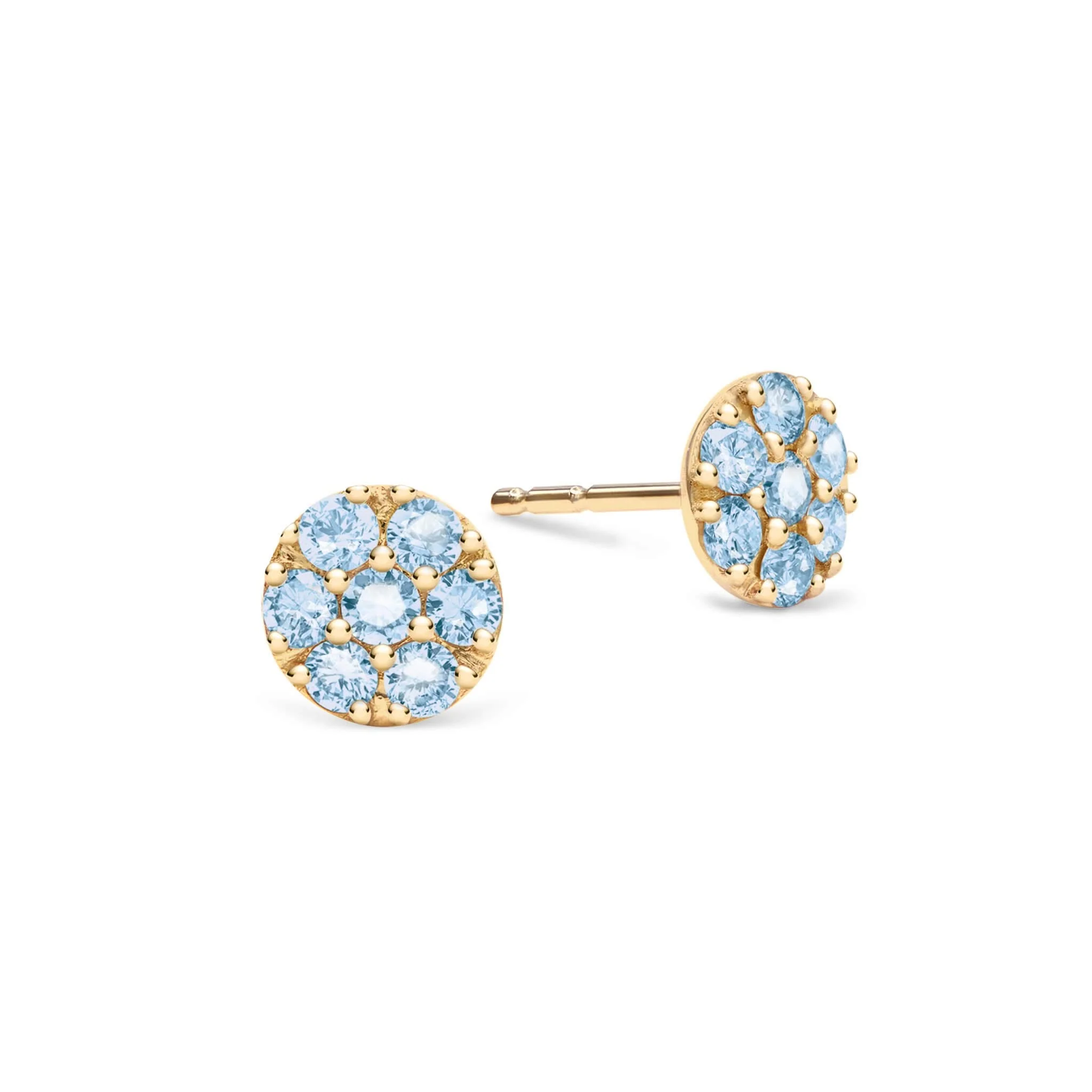 Rosecliff Nantucket Blue Topaz Mini Stud Earrings in Solid 14k Gold (December)