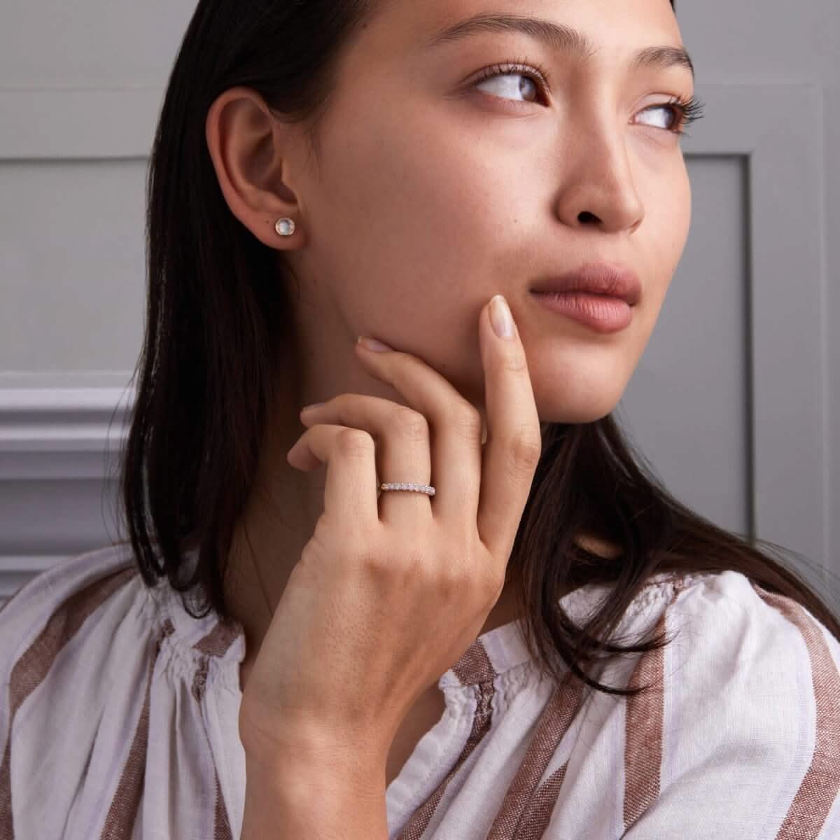 Rosecliff Opal Stackable Ring in 14k Gold (October) - Image 2