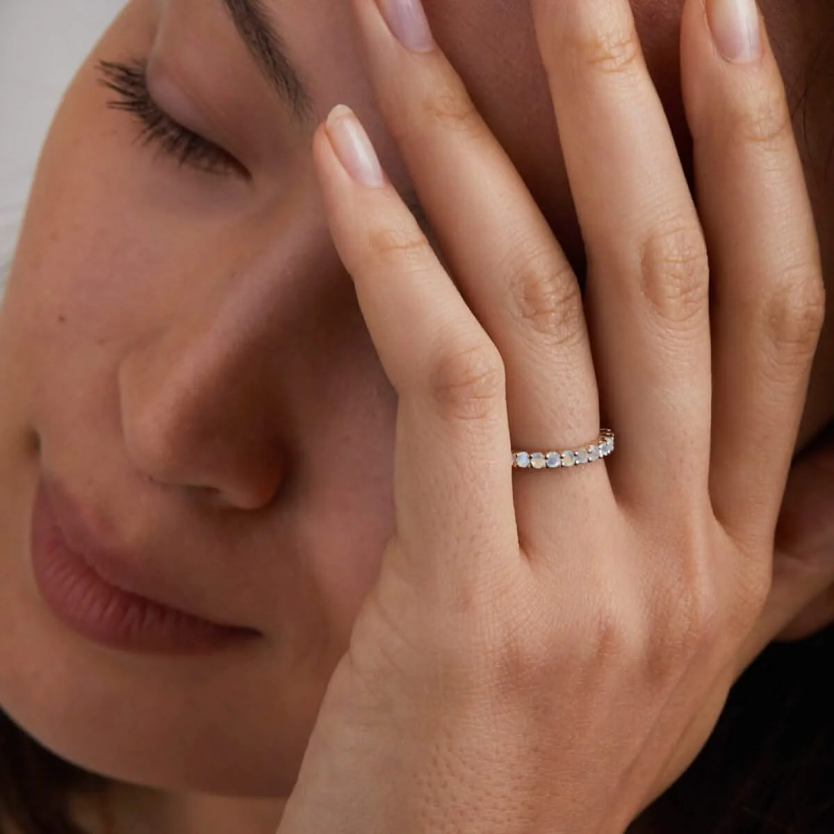 Rosecliff Opal Stackable Ring in 14k Gold (October) - Image 3