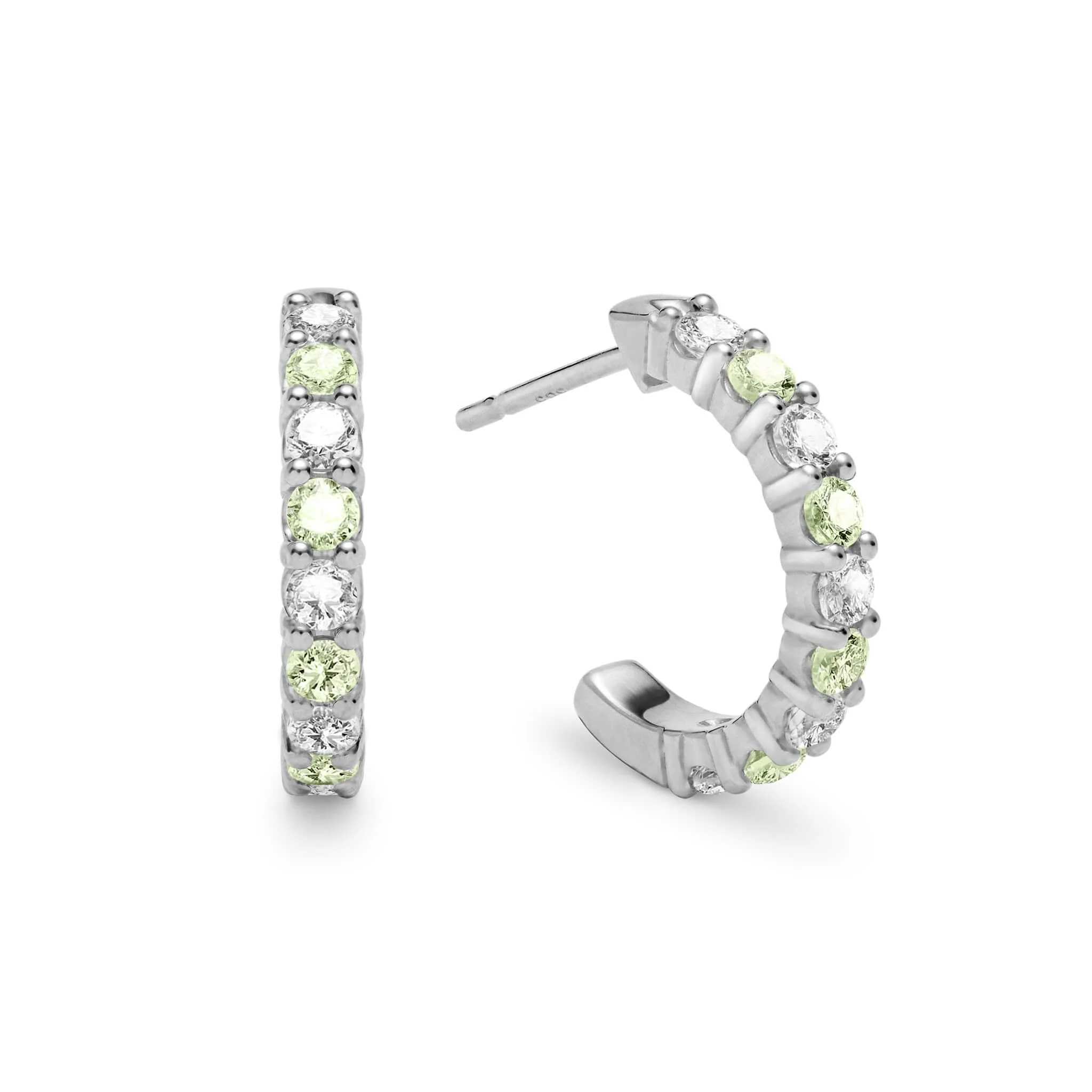 Rosecliff Diamond & Peridot Huggie Hoop Earrings in 14k Gold (August) - Image 5