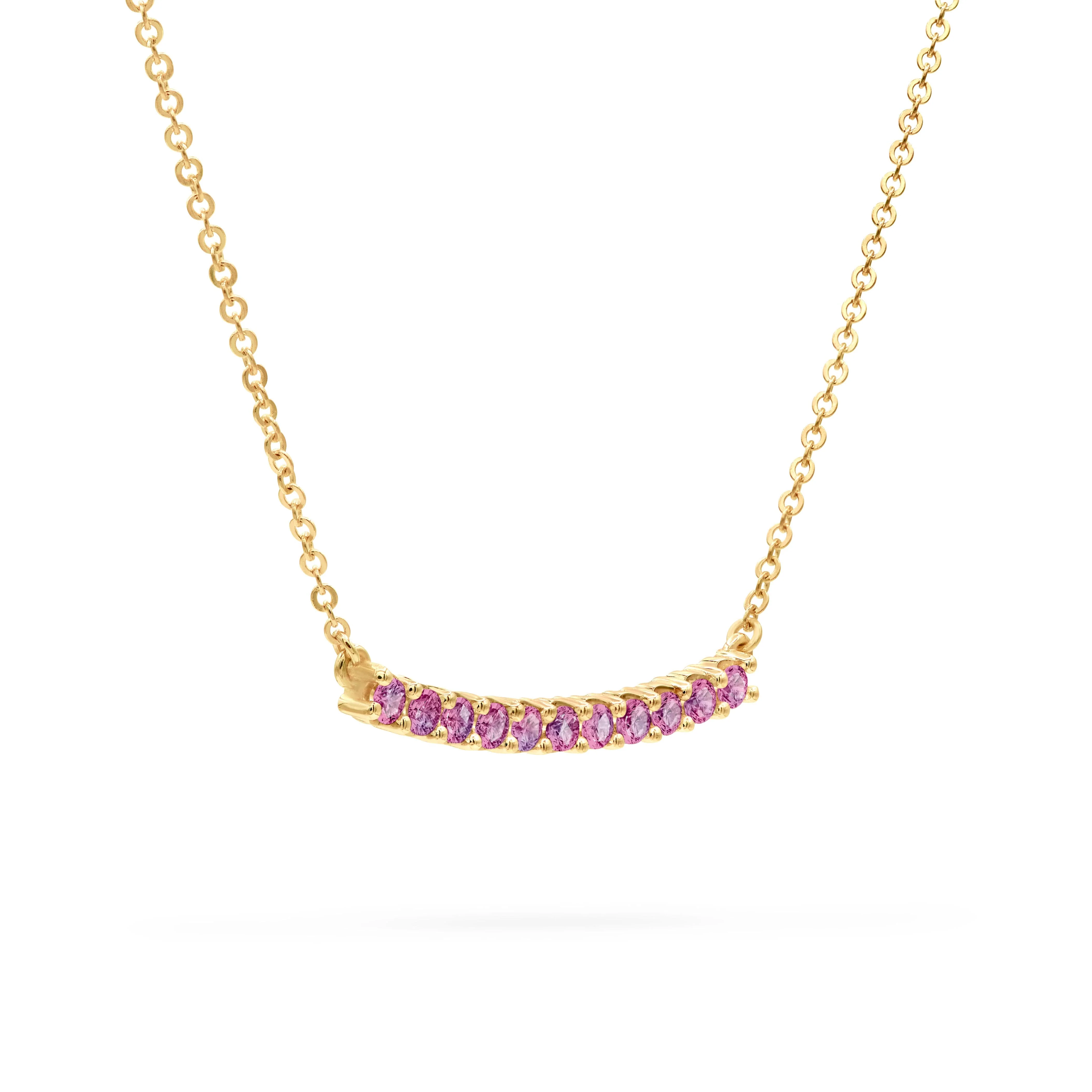 Rosecliff Pink Sapphire Bar Necklace in 14k Gold (October) - Image 4