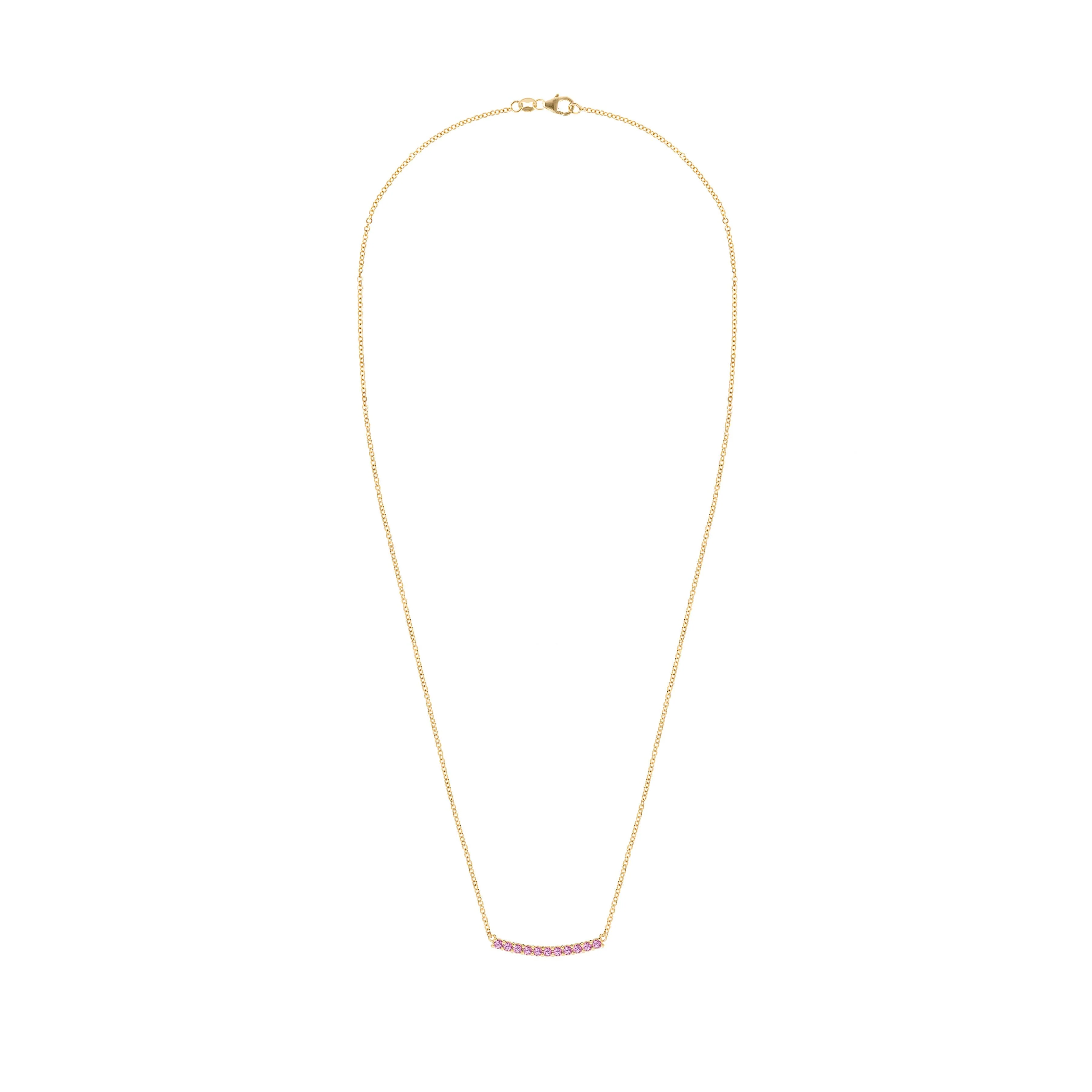 Rosecliff Pink Sapphire Bar Necklace in 14k Gold (October) - Image 5