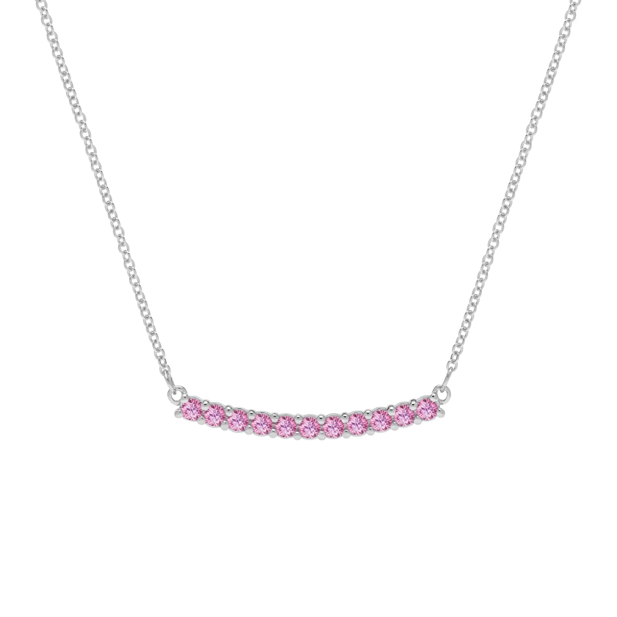 Rosecliff Pink Sapphire Bar Necklace in 14k Gold (October) - Image 9