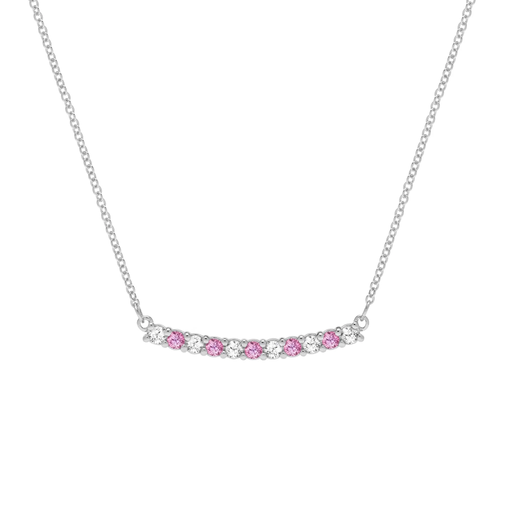 Rosecliff Diamond & Pink Sapphire Bar Necklace in 14k Gold (October) - Image 9