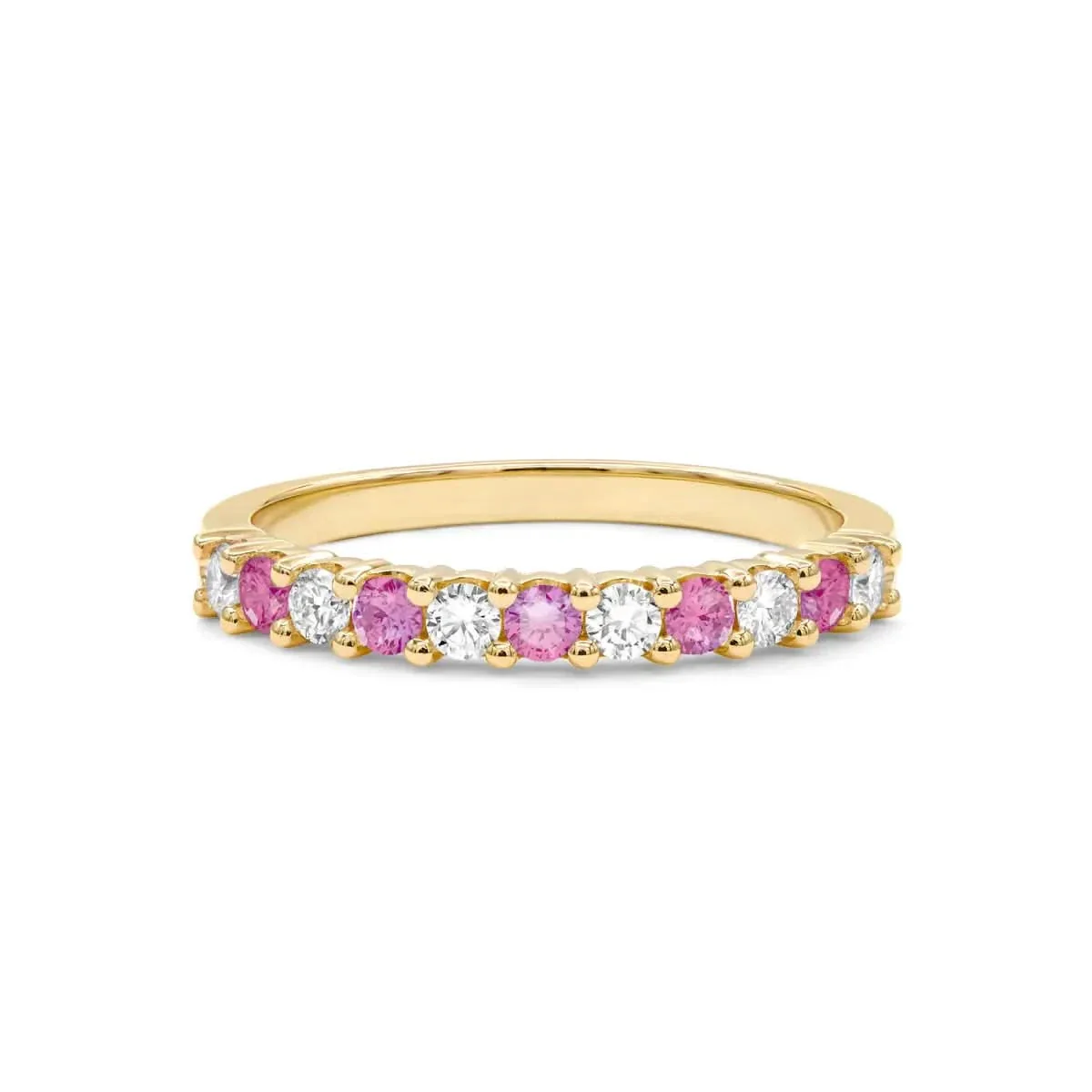 Rosecliff Diamond & Pink Sapphire Stackable Ring in 14k Gold (October) - Image 4