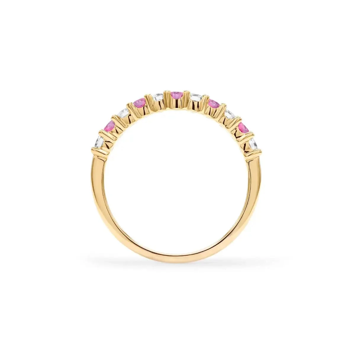 Rosecliff Diamond & Pink Sapphire Stackable Ring in 14k Gold (October) - Image 5