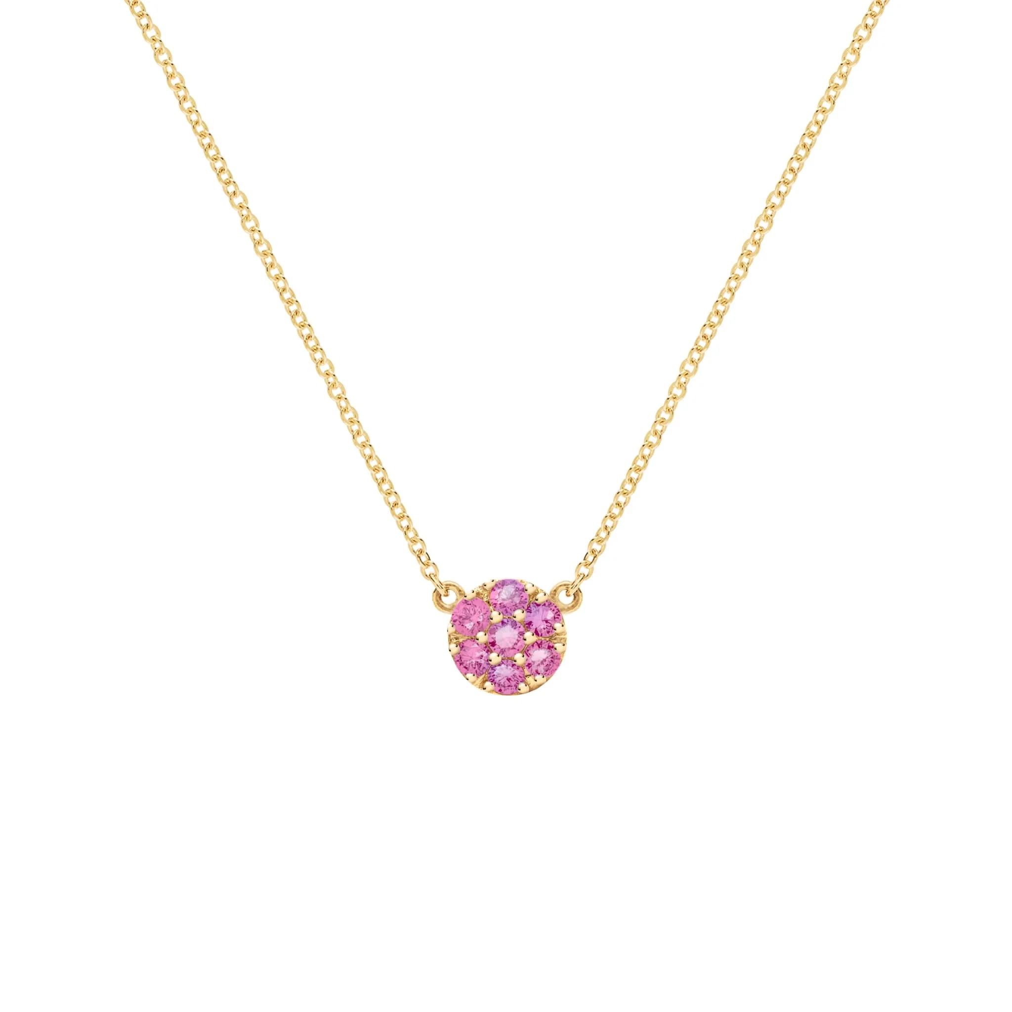 Rosecliff Pink Sapphire Mini Necklace in Solid 14k Gold (October)