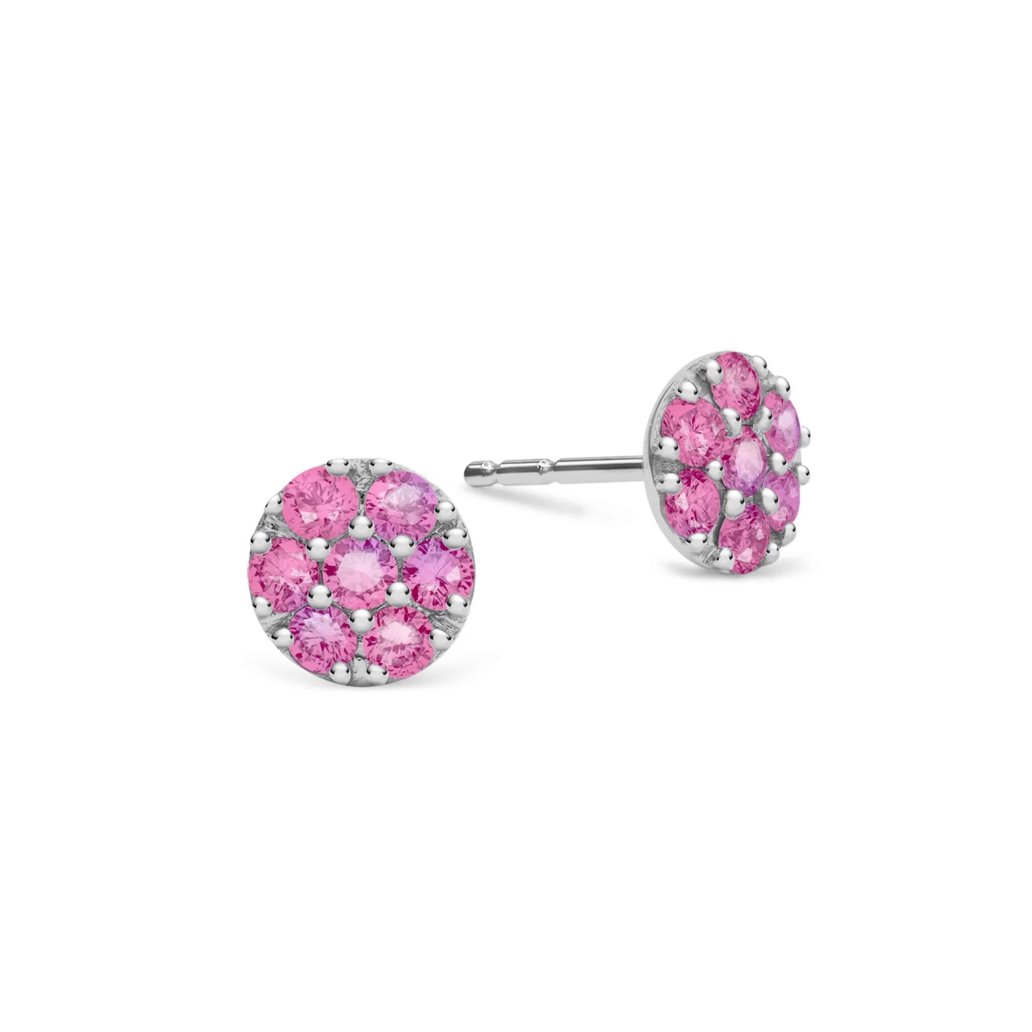 Rosecliff Pink Sapphire Mini Stud Earrings in Solid 14k Gold (October) - Image 5