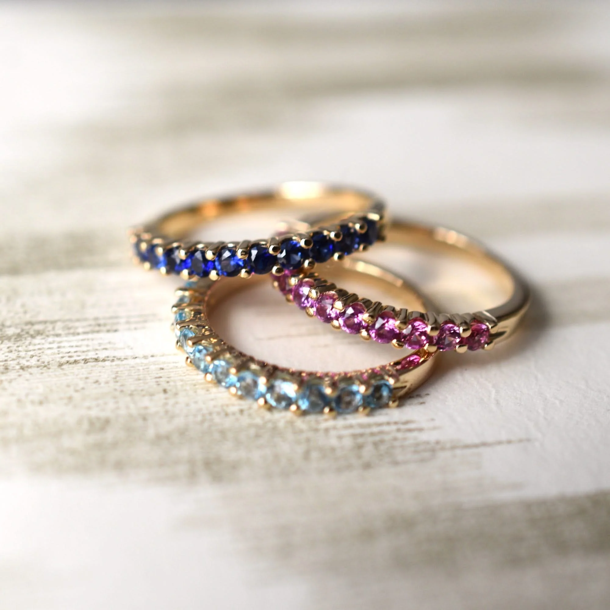 Rosecliff Pink Sapphire Stackable Ring in 14k Gold (October) - Image 8