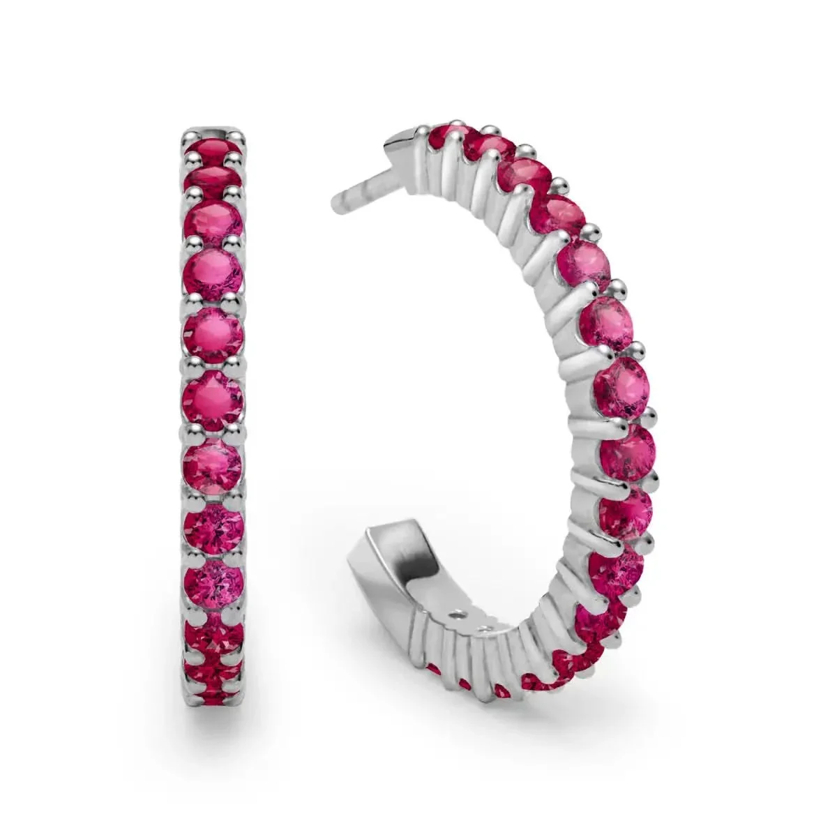 Rosecliff Ruby Hoop Earrings in 14k Gold (July) - Image 5