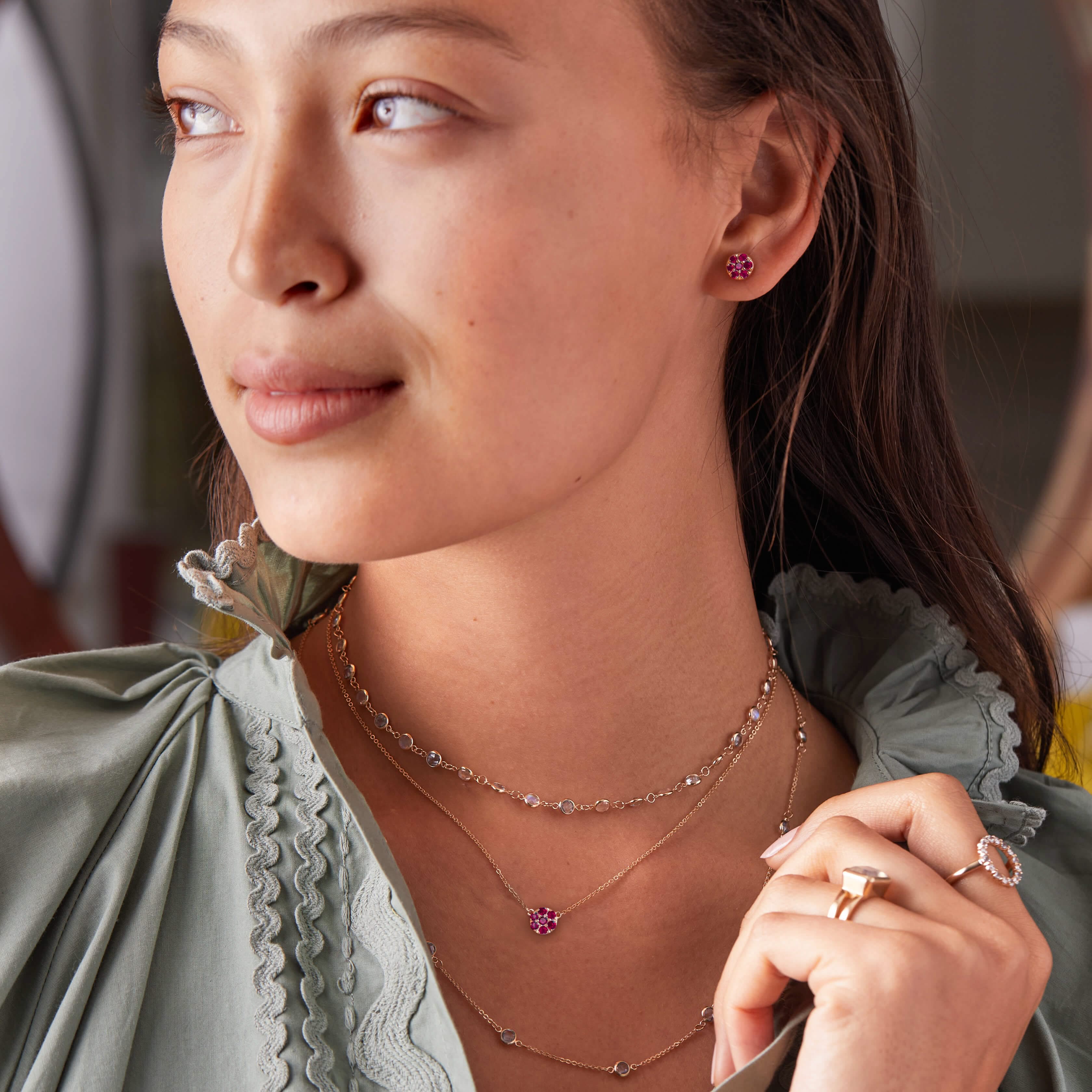 Rosecliff Ruby Mini Necklace in Solid 14k Gold (July) - Image 6