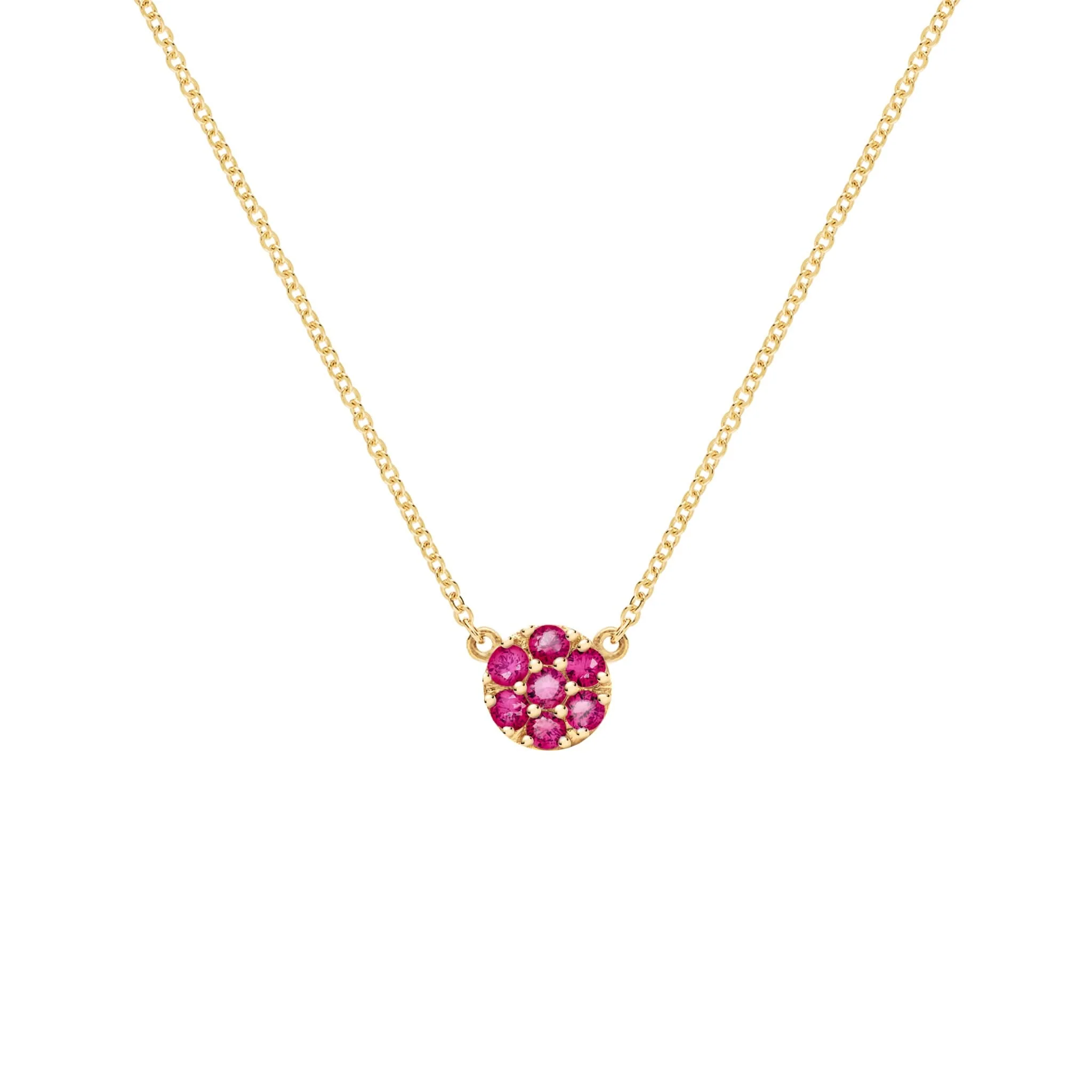 Rosecliff Ruby Mini Necklace in Solid 14k Gold (July)
