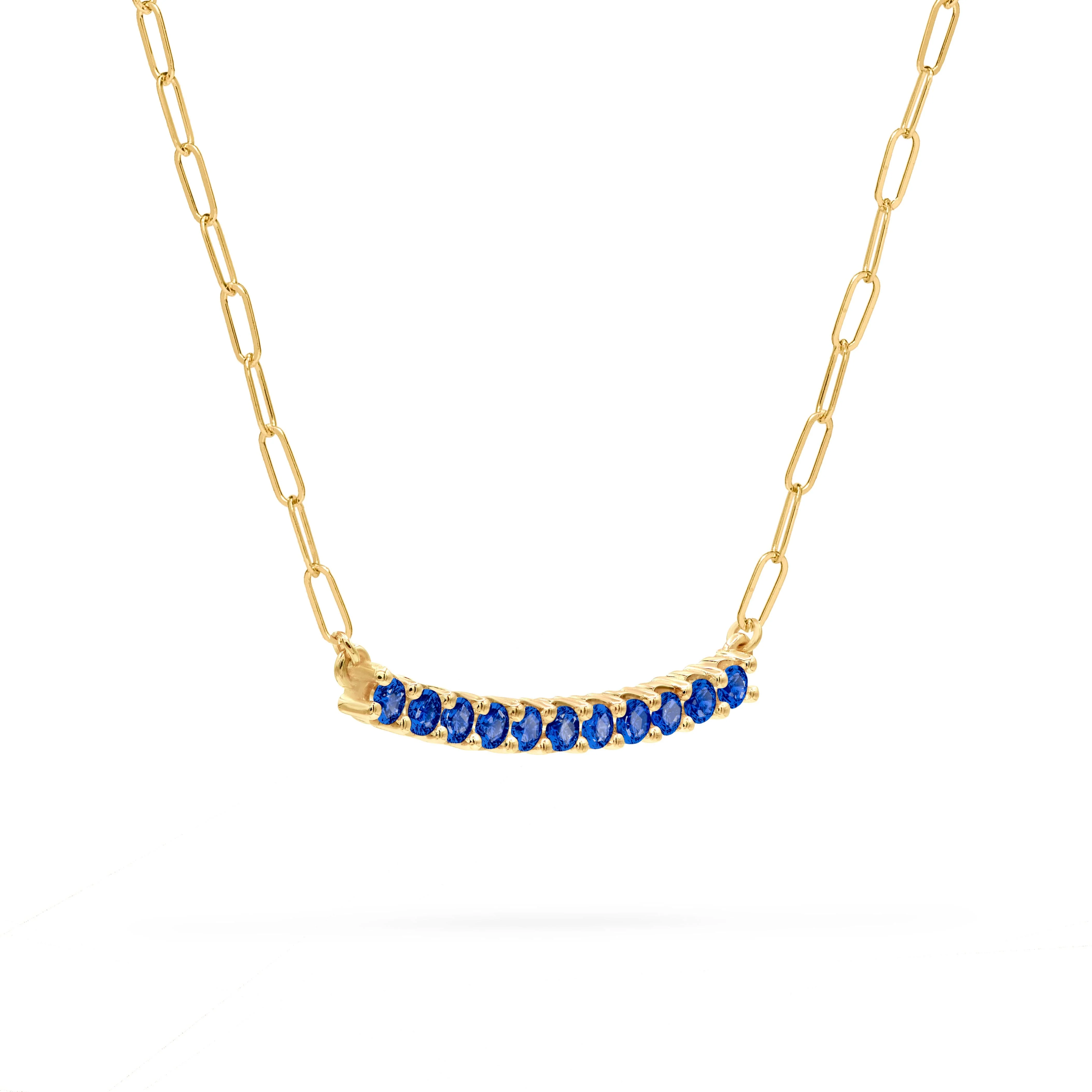 Rosecliff Sapphire Bar Adelaide Mini Necklace in 14k Gold (September) - Image 4