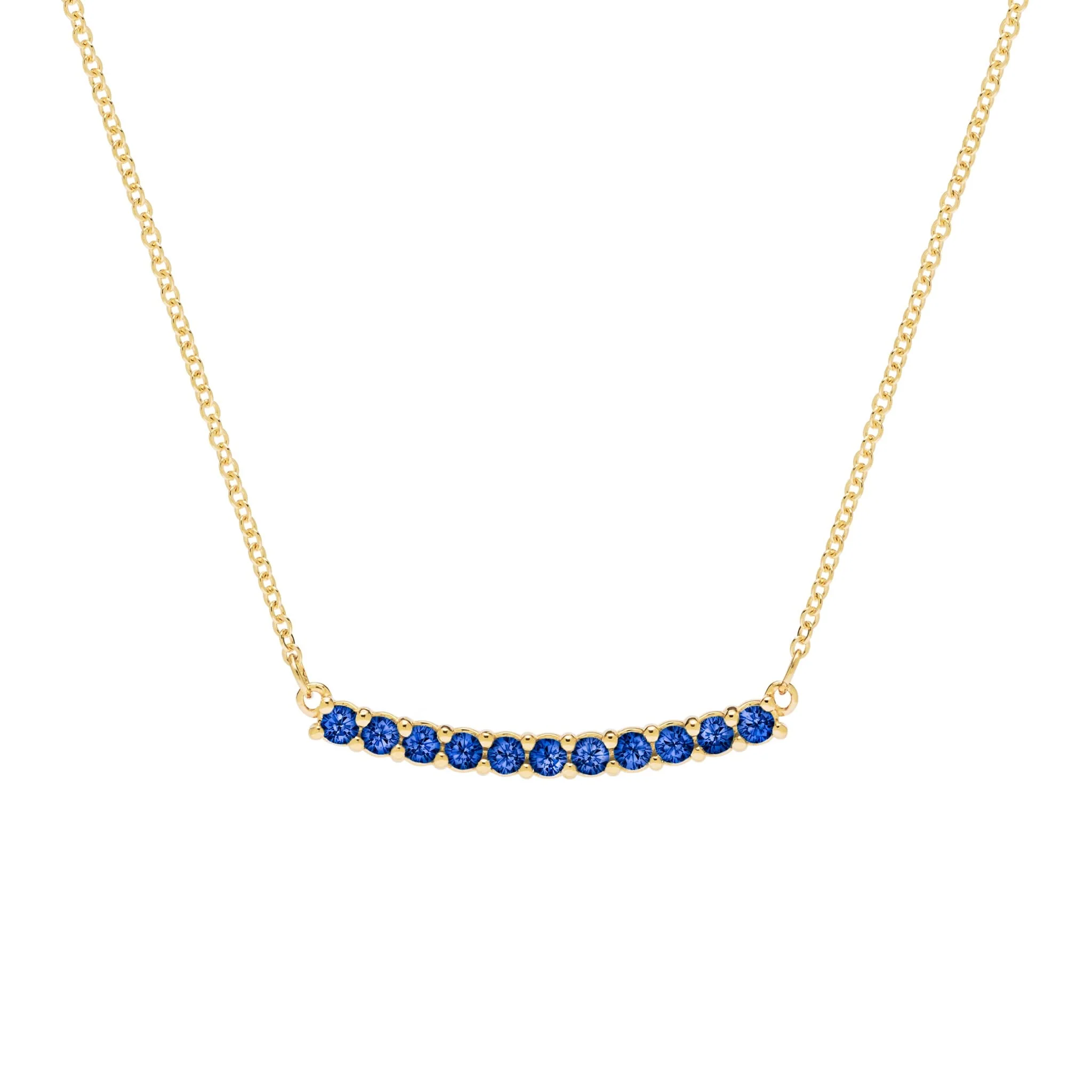 Rosecliff Sapphire Bar Necklace in 14k Gold (September)