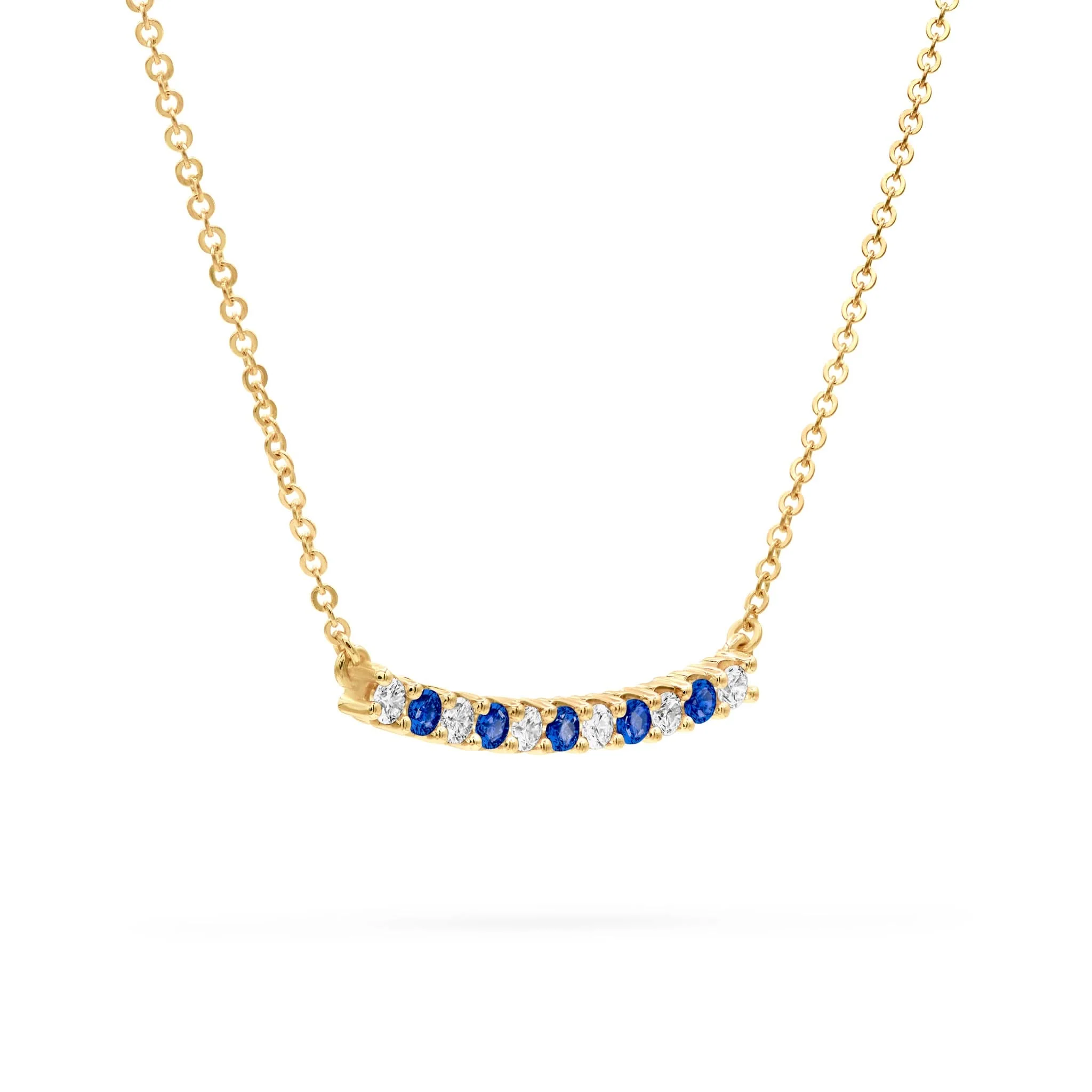 Rosecliff Diamond & Sapphire Bar Necklace in 14k Gold (September) - Image 4