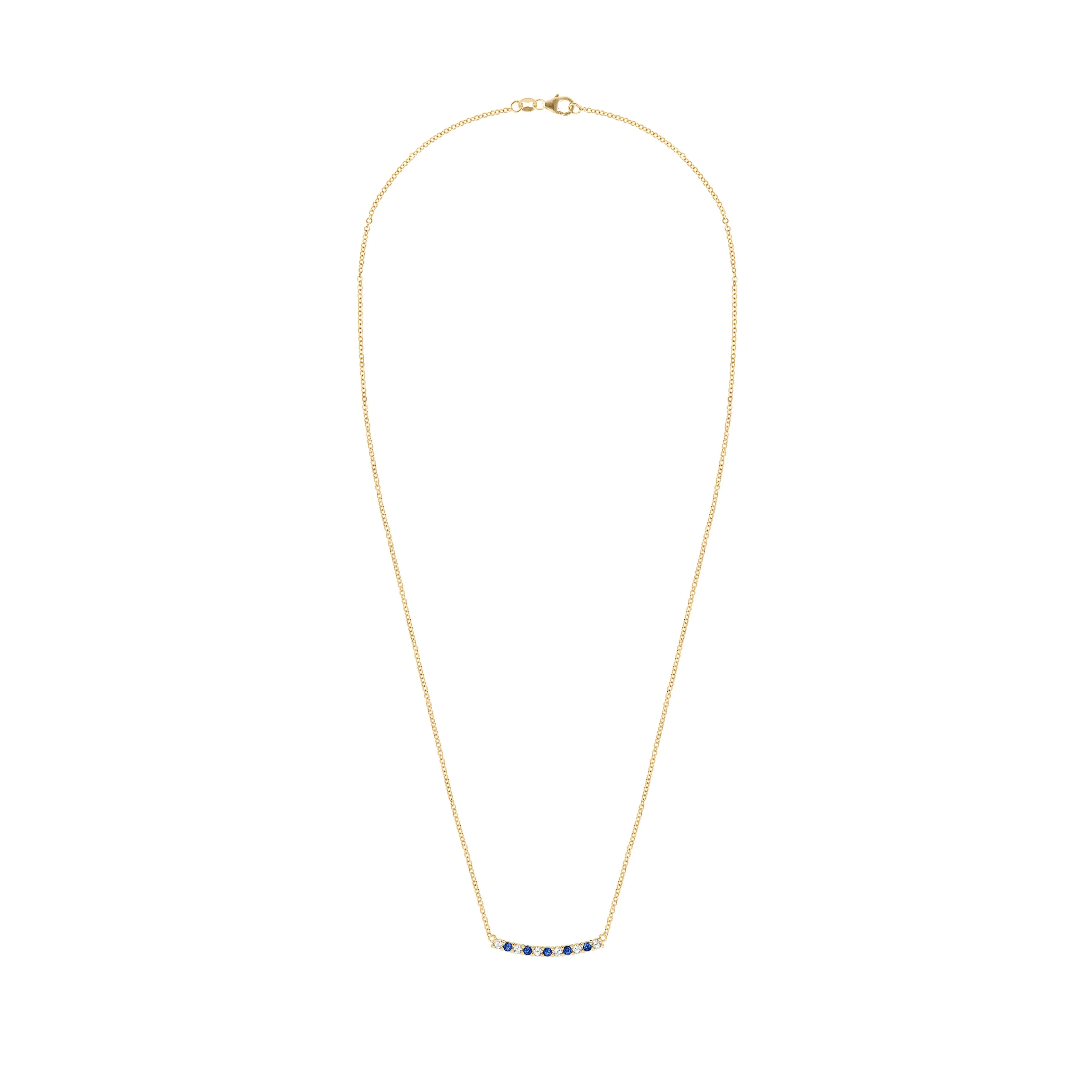 Rosecliff Diamond & Sapphire Bar Necklace in 14k Gold (September) - Image 5