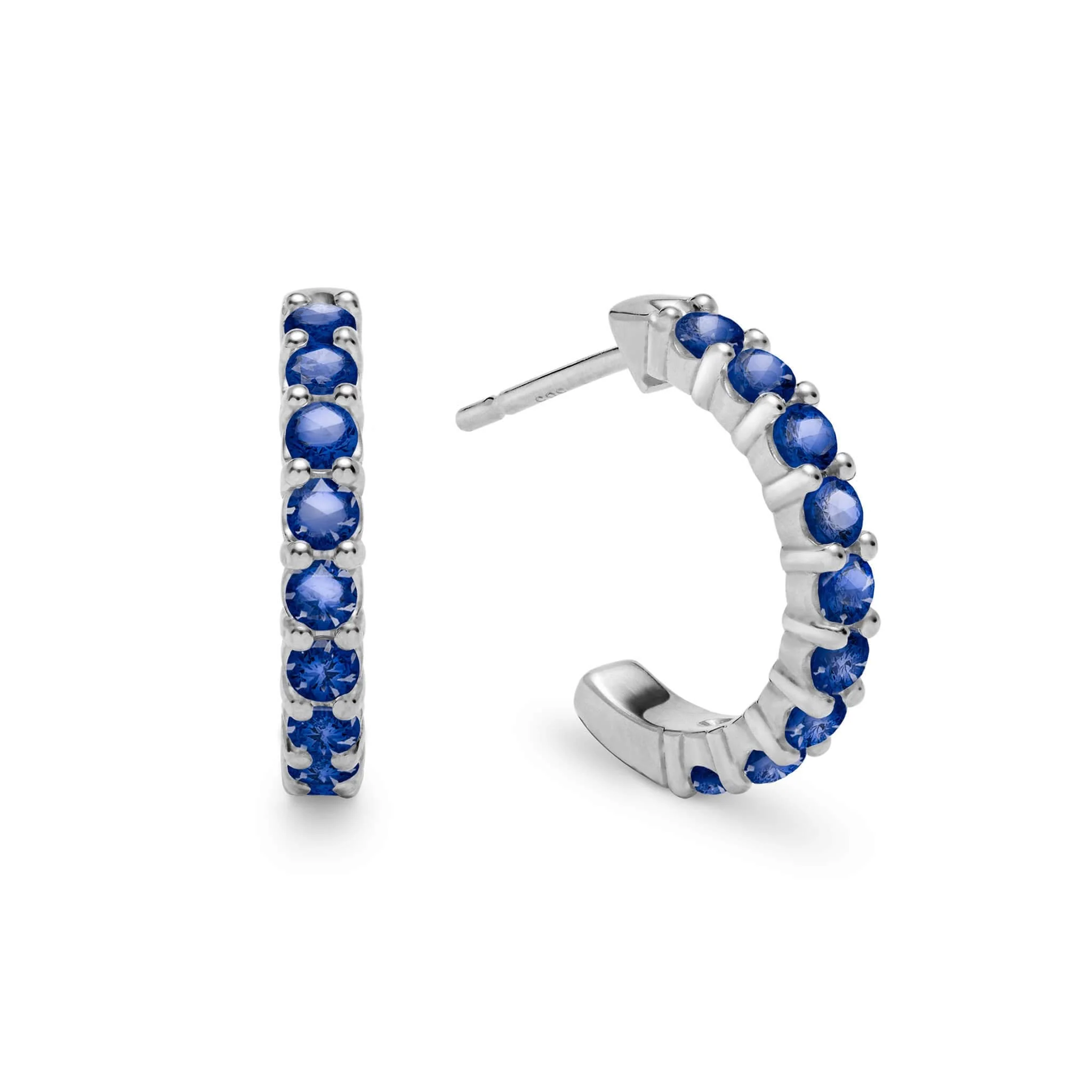 Rosecliff Sapphire Huggie Hoop Earrings in 14k Gold (September) - Image 5