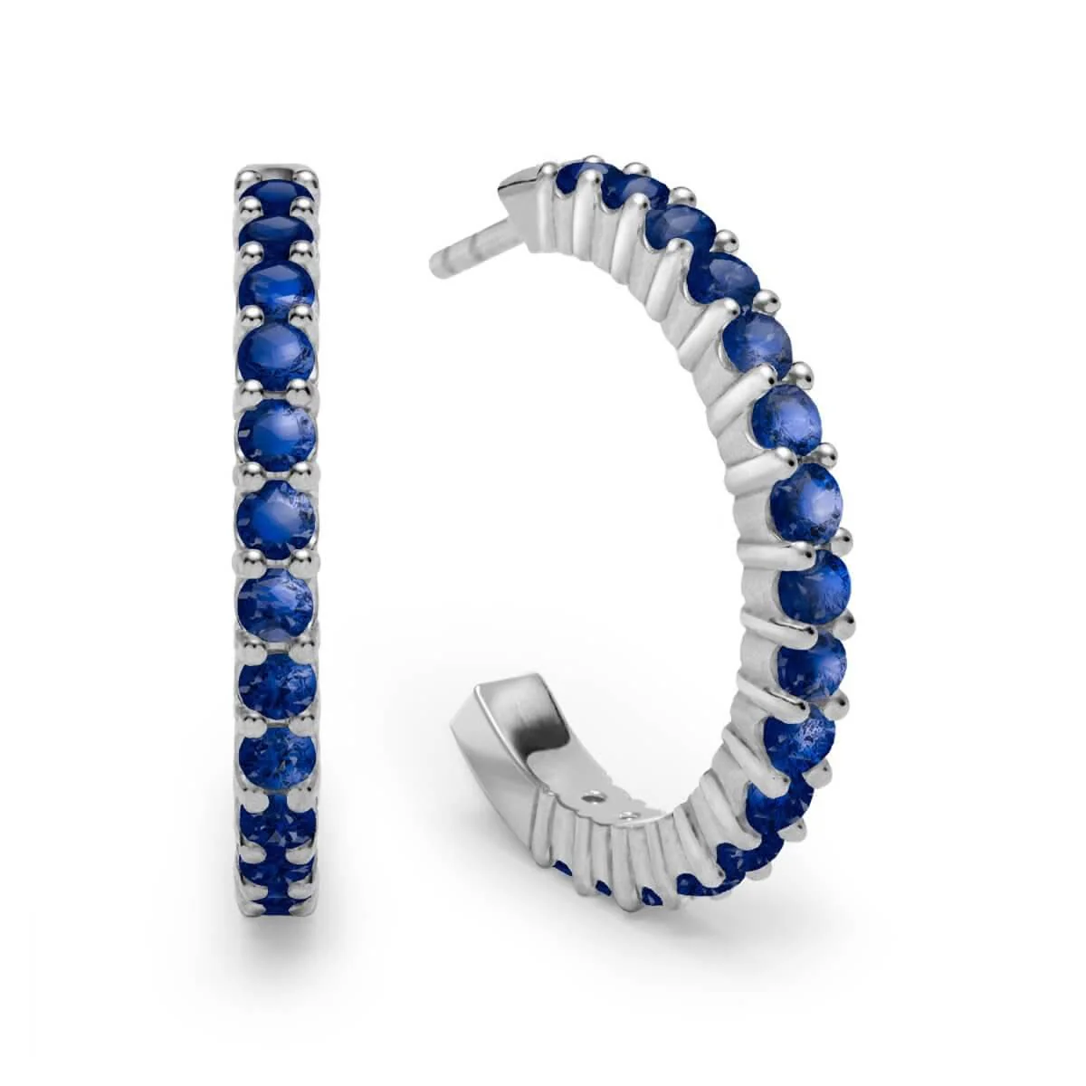 Rosecliff Sapphire Hoop Earrings in 14k Gold (September) - Image 5